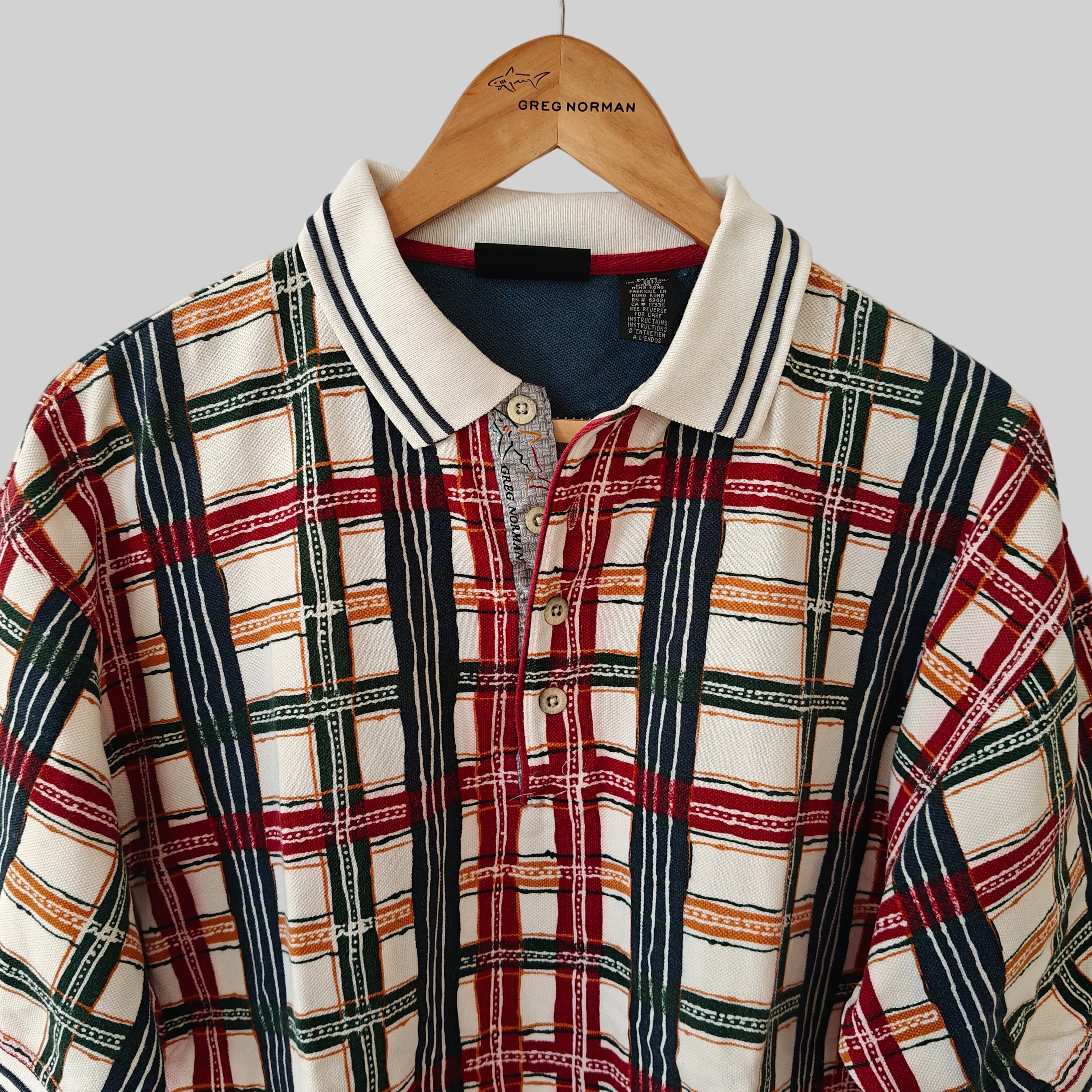 Greg Norman 90's Print Golf Polo Shirt - Medium