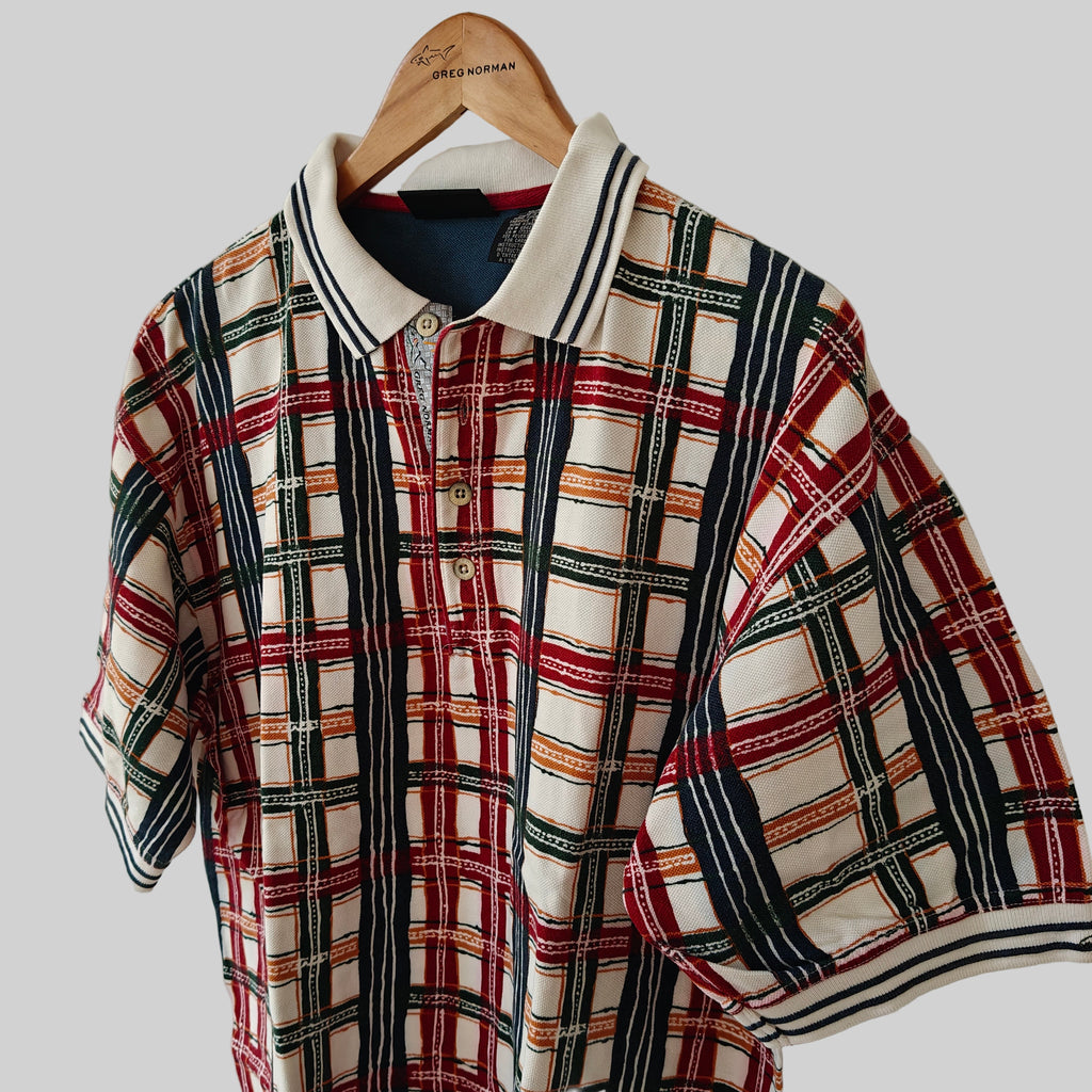 Greg Norman 90's Print Golf Polo Shirt - Medium