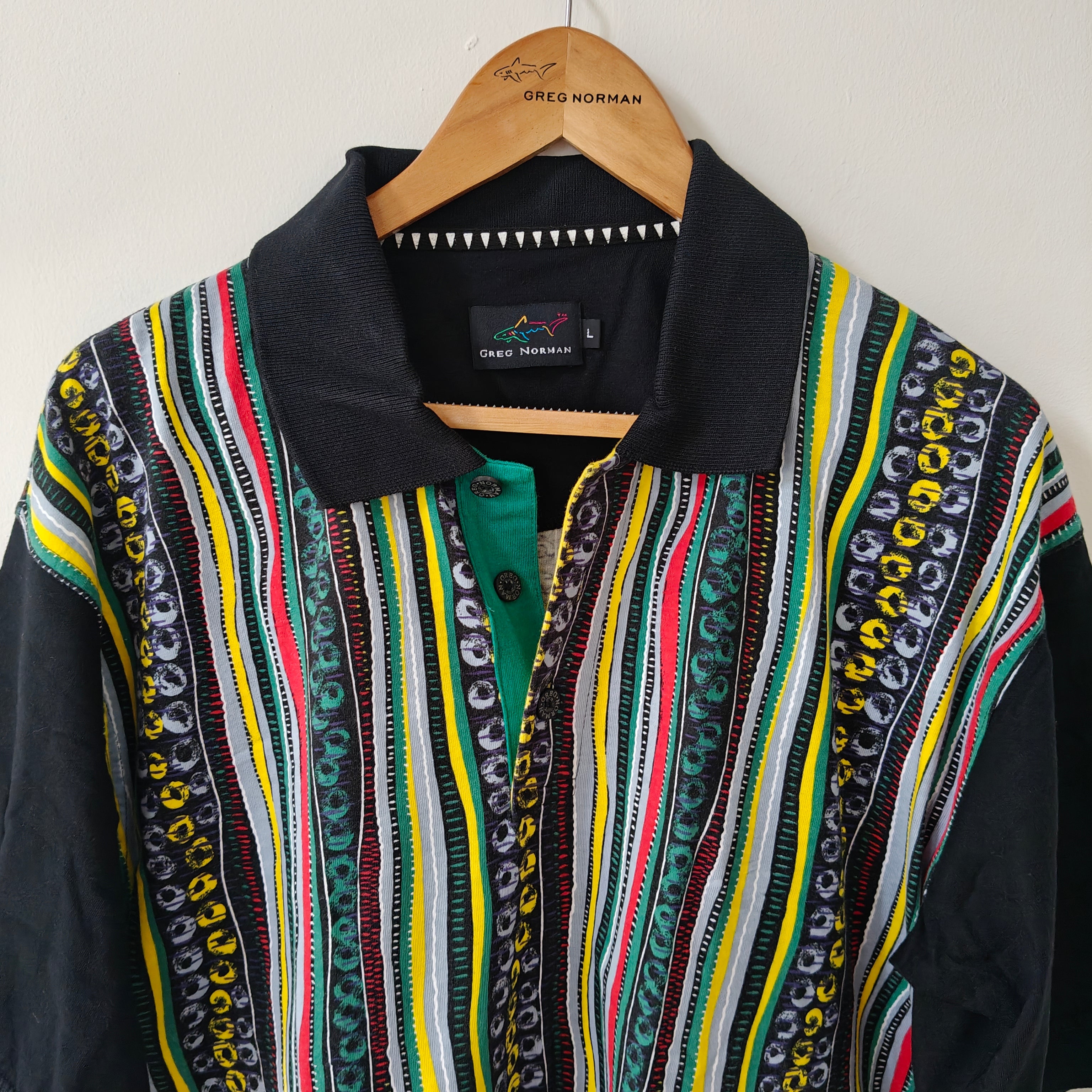 Greg Norman 90's Print Golf Polo Shirt - Large