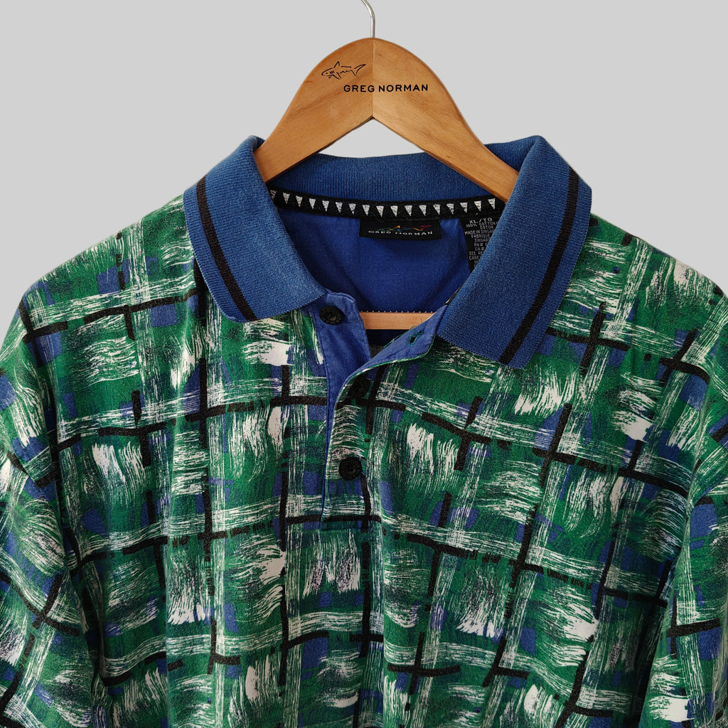 Greg Norman 90's Print Golf Polo Shirt - X-Large