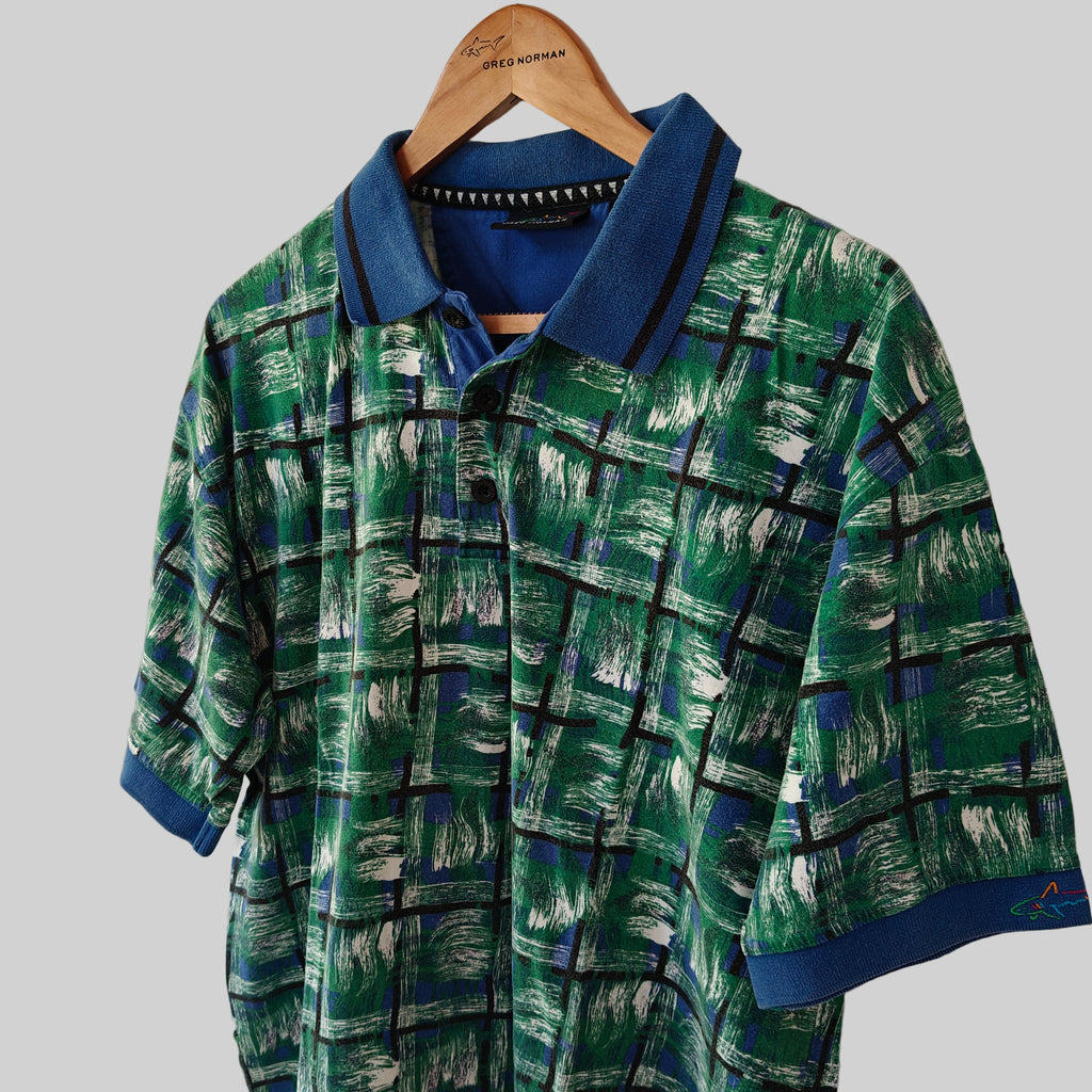 Greg Norman 90's Print Golf Polo Shirt - X-Large
