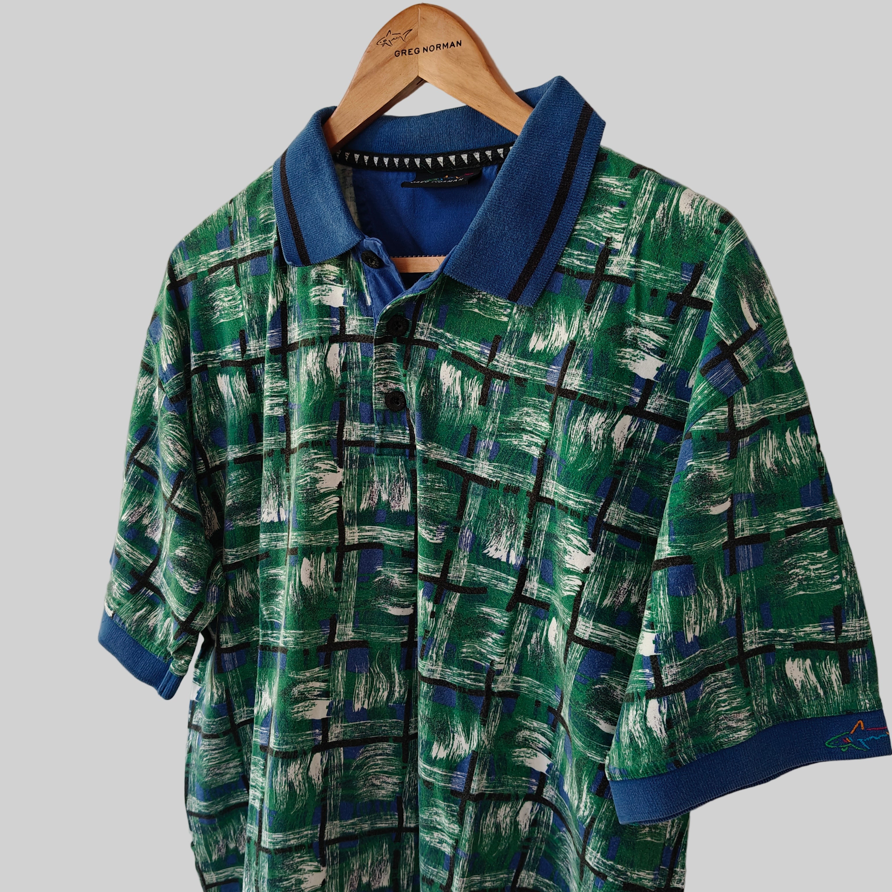 Greg Norman 90's Print Golf Polo Shirt - X-Large