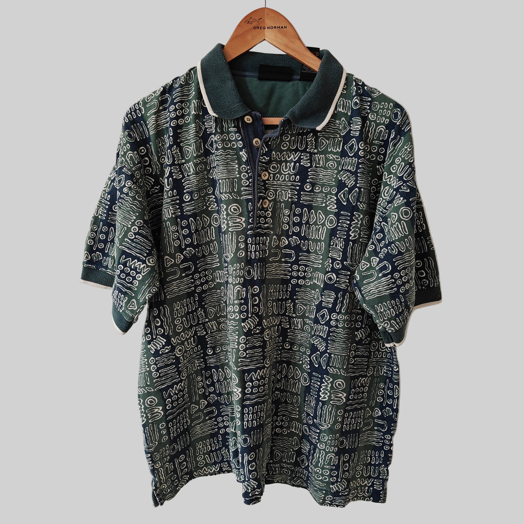 Greg Norman 90's Print Golf Polo Shirt - Large