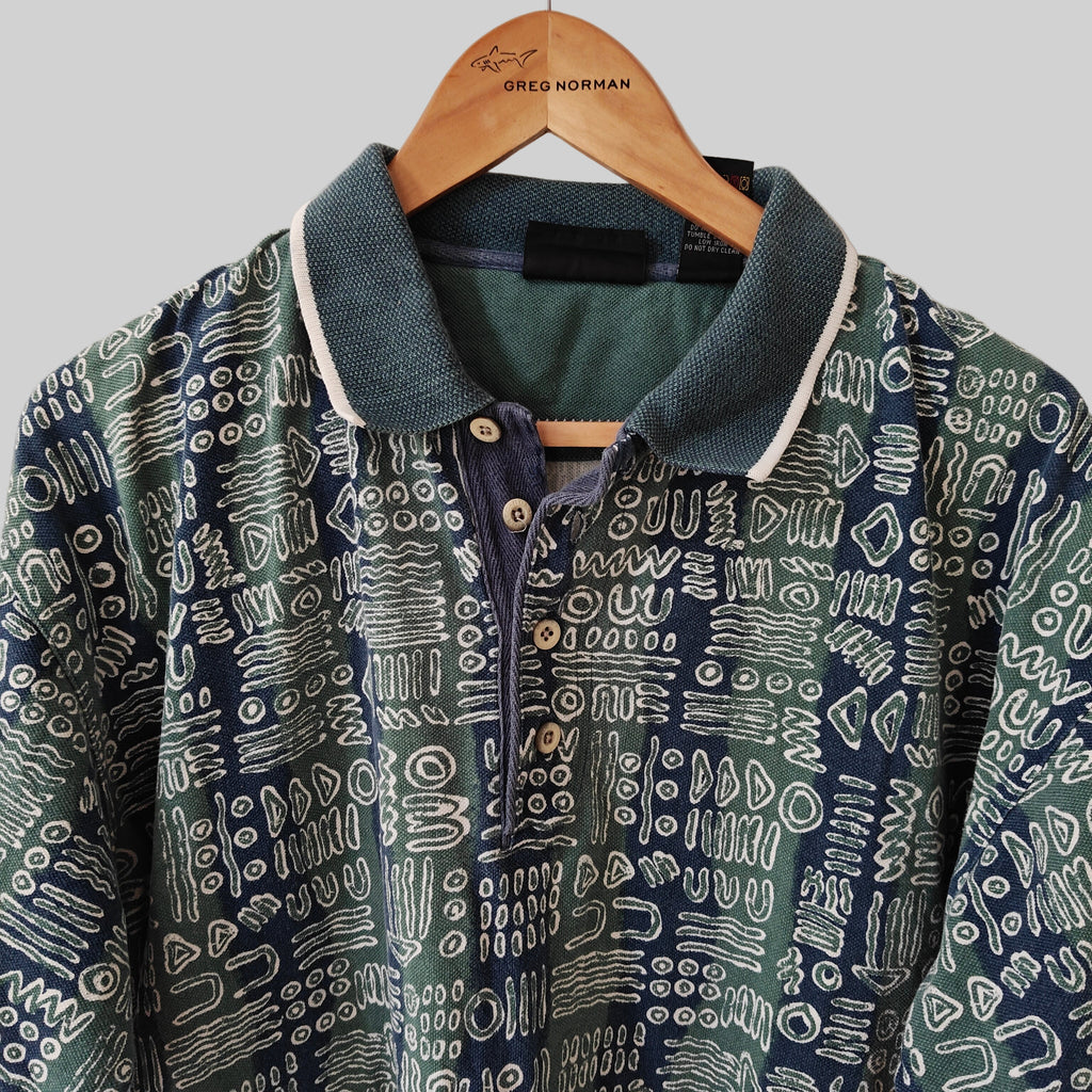 Greg Norman 90's Print Golf Polo Shirt - Large