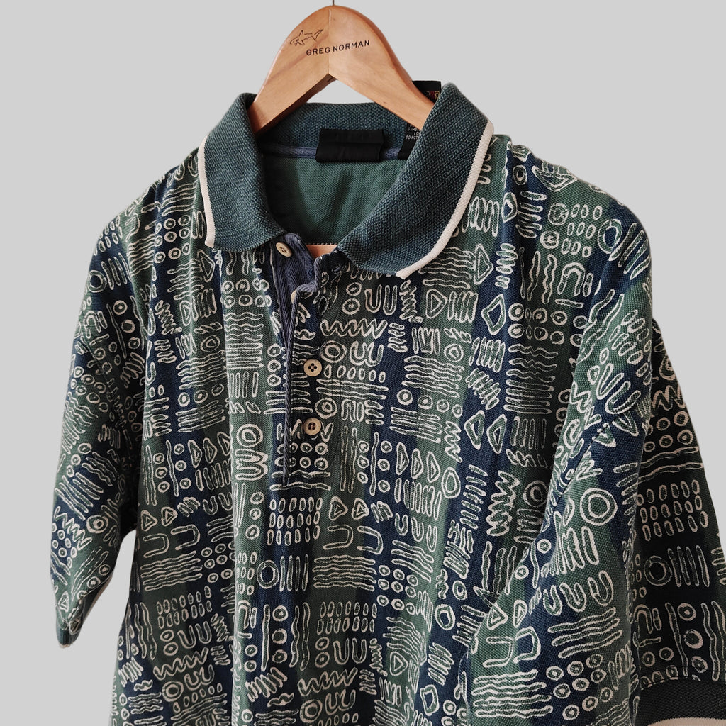 Greg Norman 90's Print Golf Polo Shirt - Large