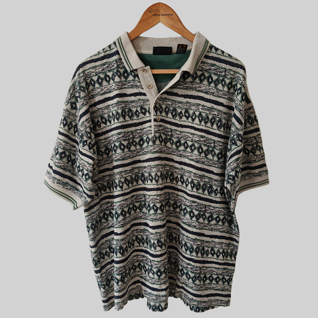 Greg Norman 90's Print Golf Polo Shirt - Large