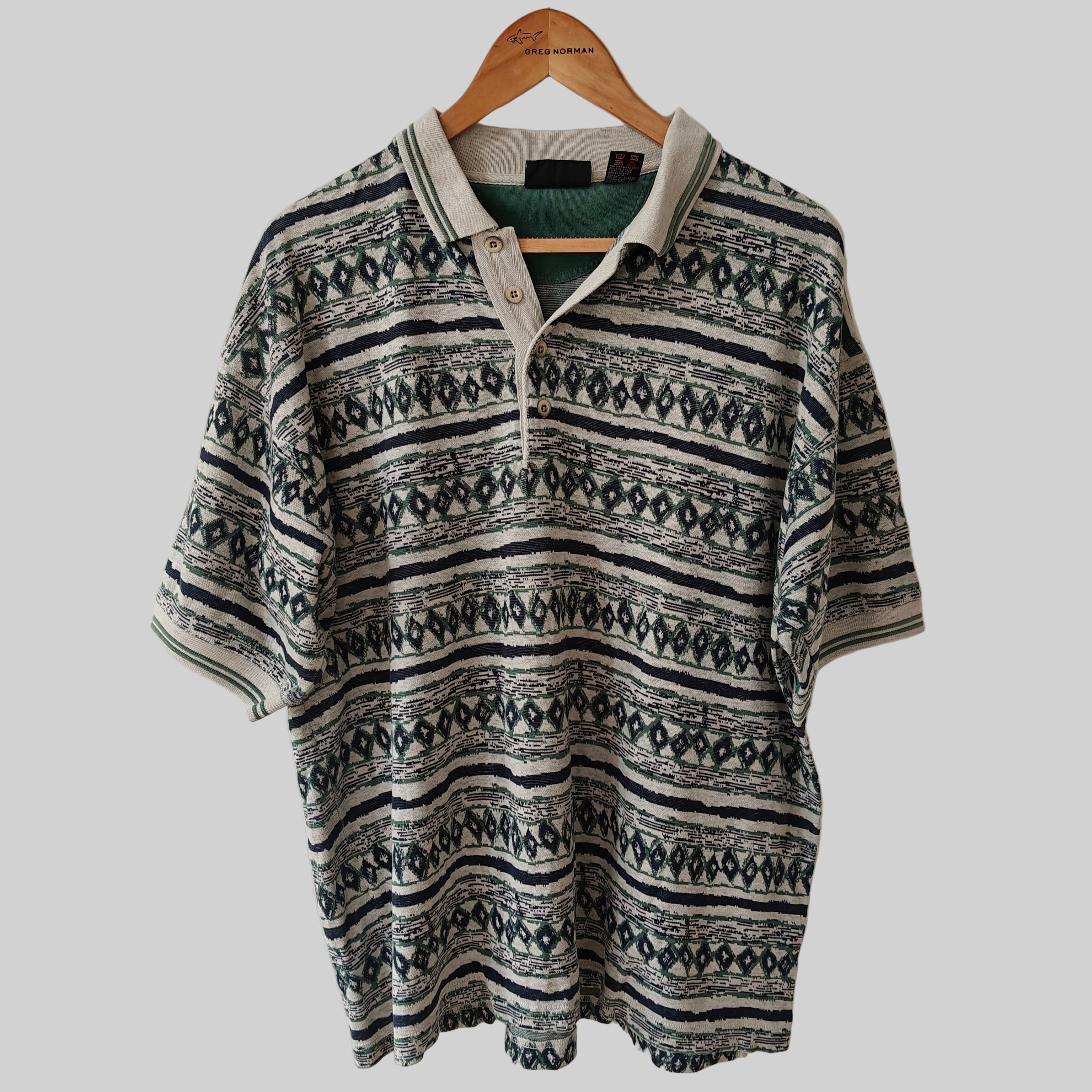 Greg Norman 90's Print Golf Polo Shirt - Large