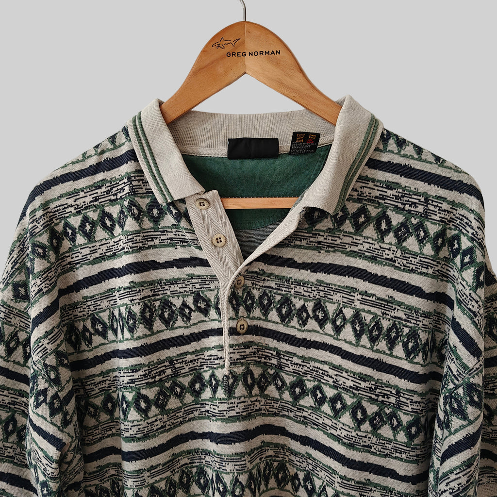 Greg Norman 90's Print Golf Polo Shirt - Large