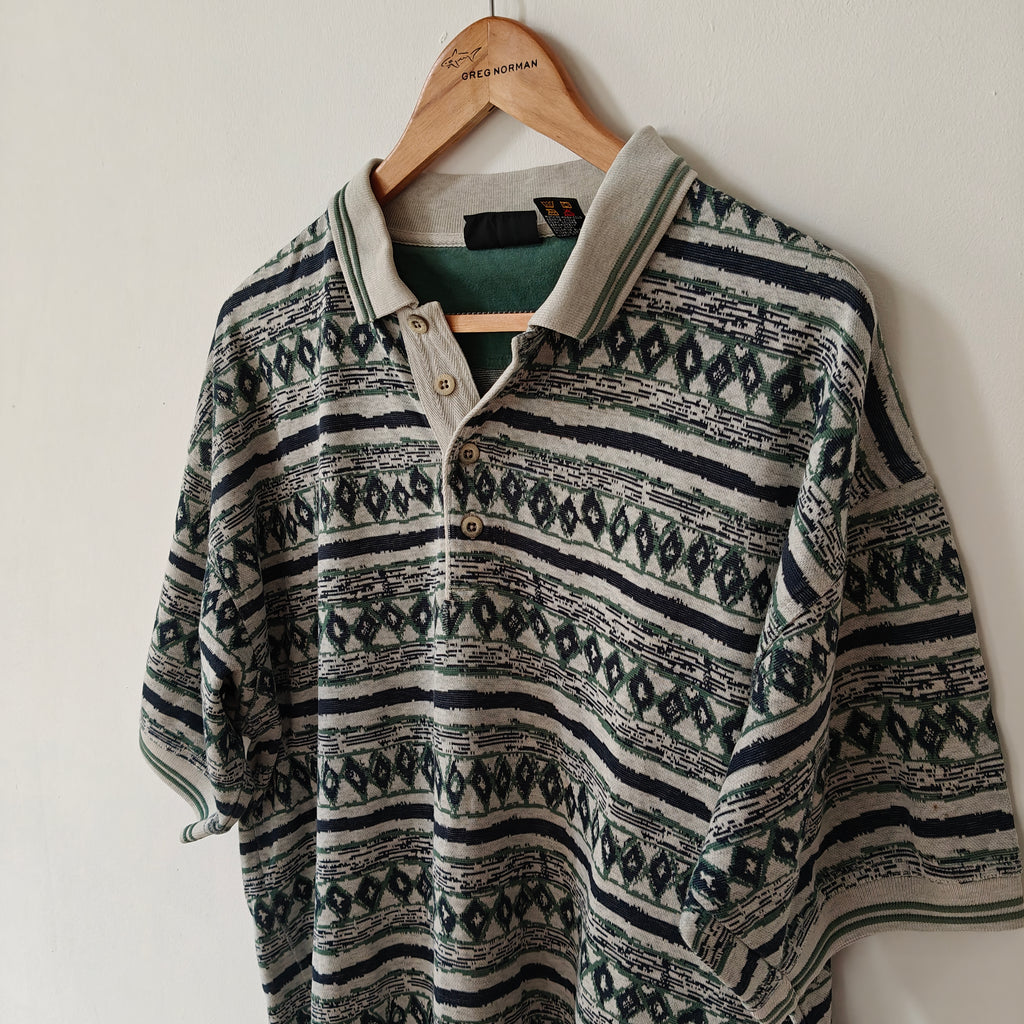 Greg Norman 90's Print Golf Polo Shirt - Large