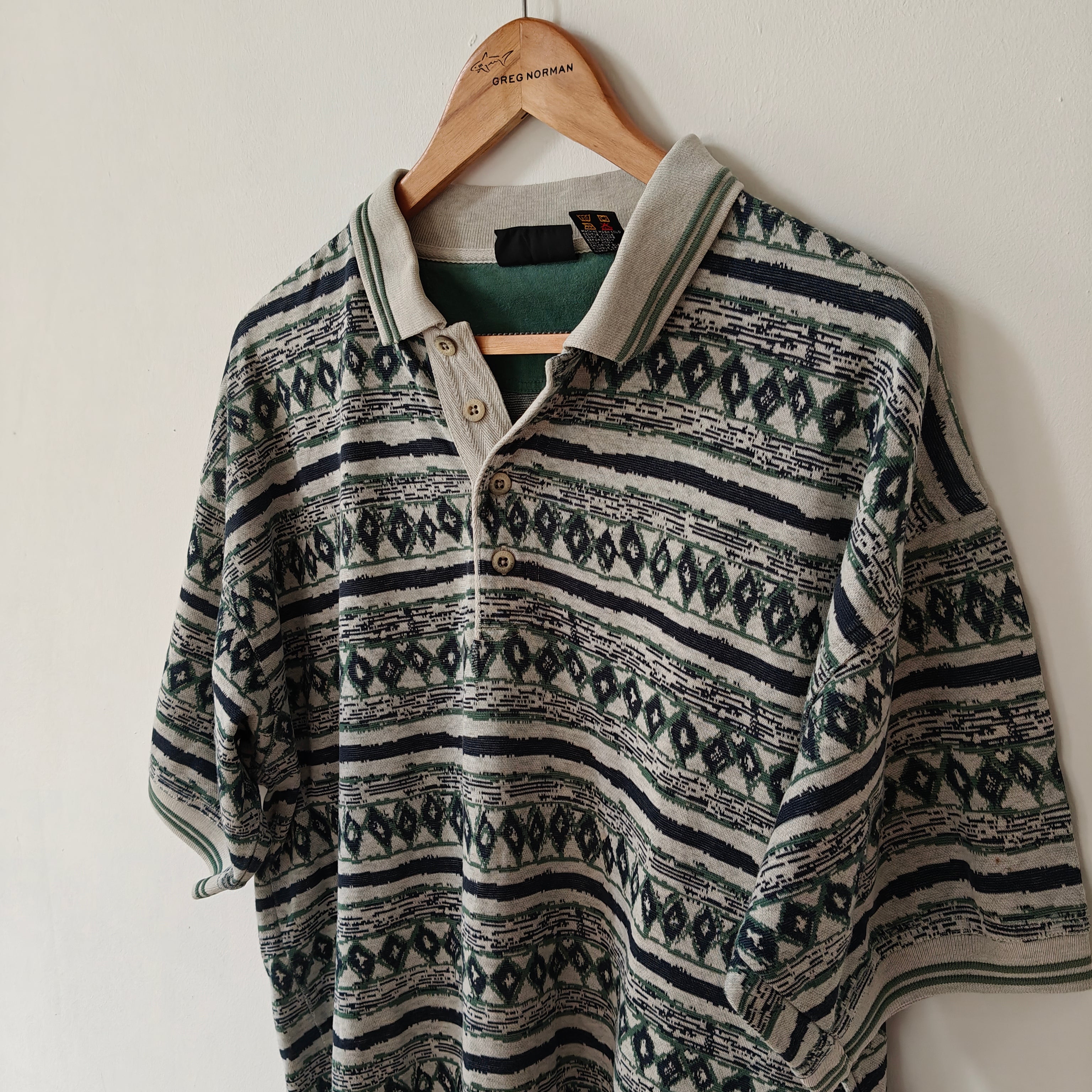 Greg Norman 90's Print Golf Polo Shirt - Large