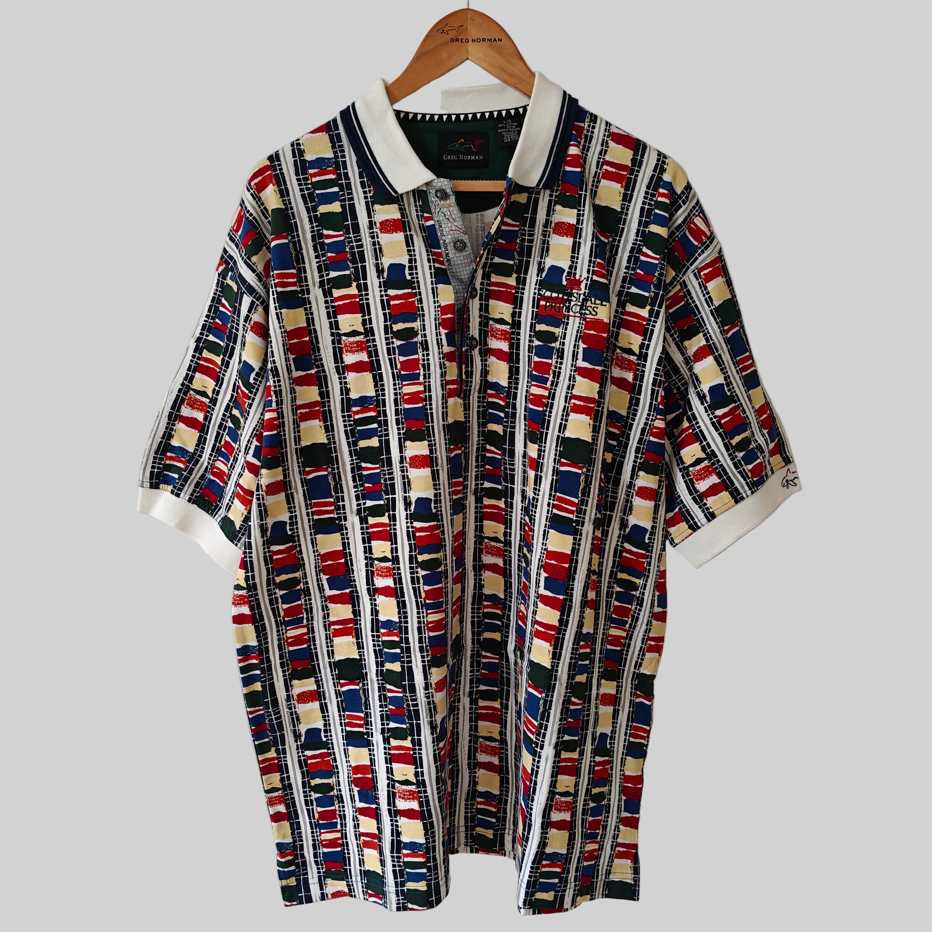 Greg Norman 90's Print Golf Polo Shirt - Large