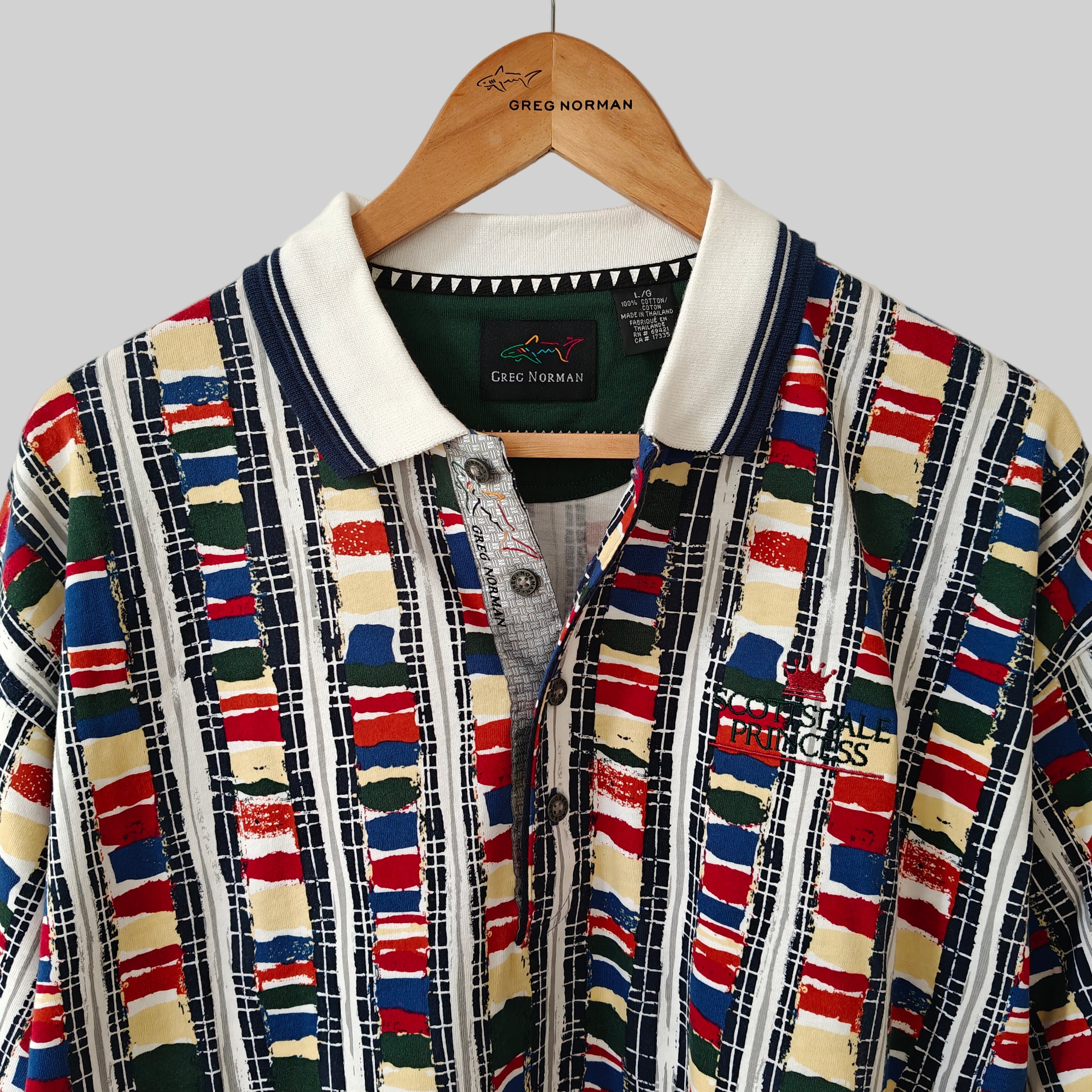 Greg Norman 90's Print Golf Polo Shirt - Large