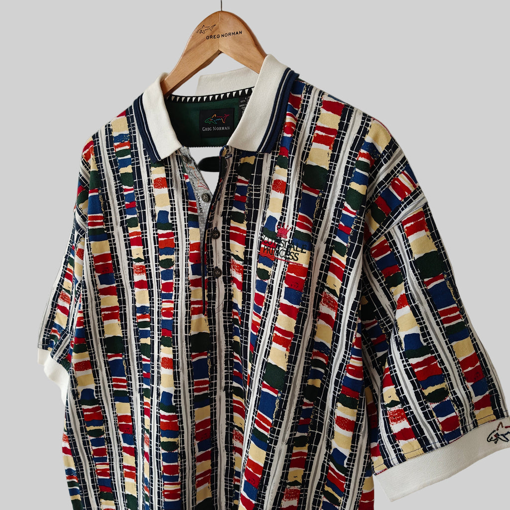 Greg Norman 90's Print Golf Polo Shirt - Large