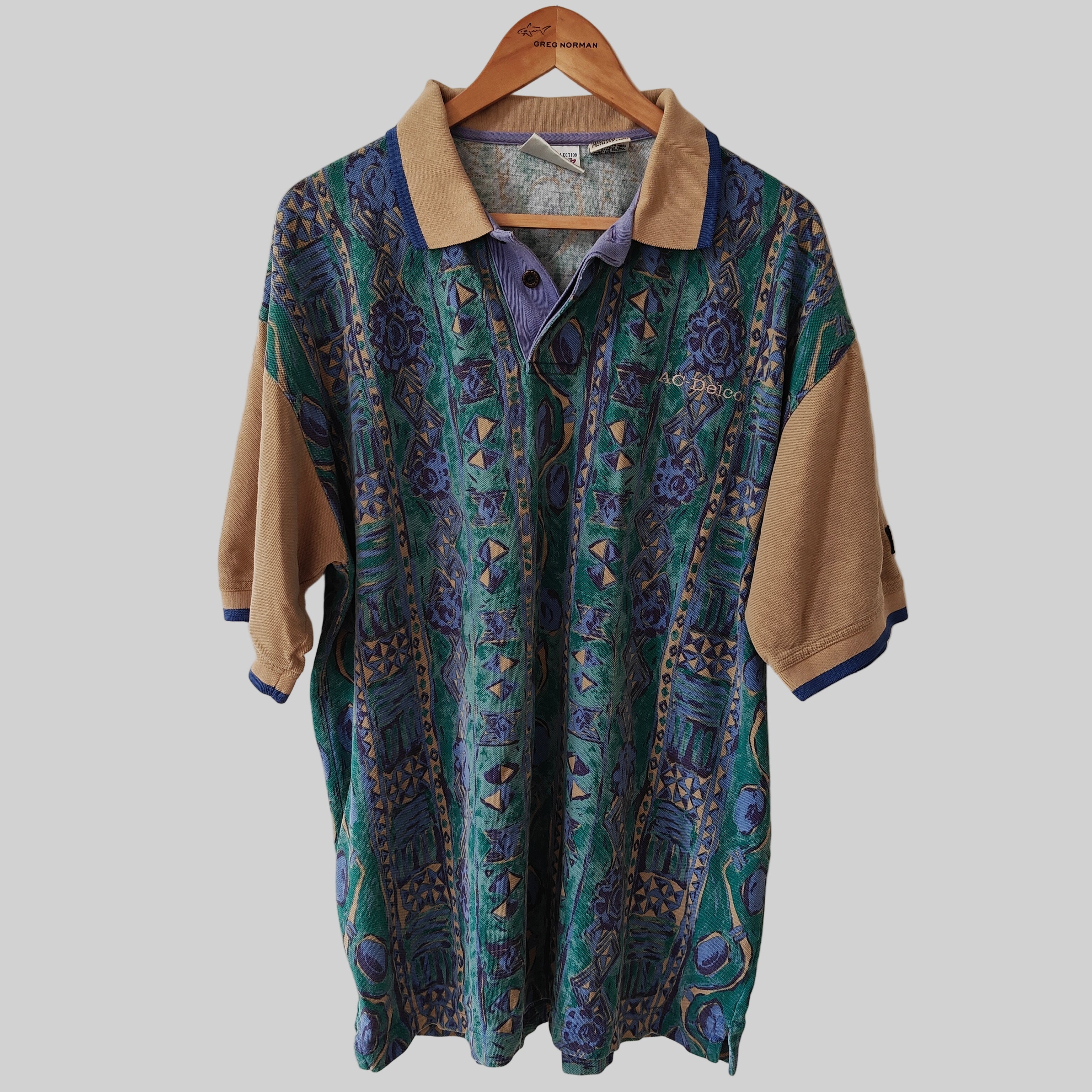 Greg Norman 90's Print Golf Polo Shirt - X-Large