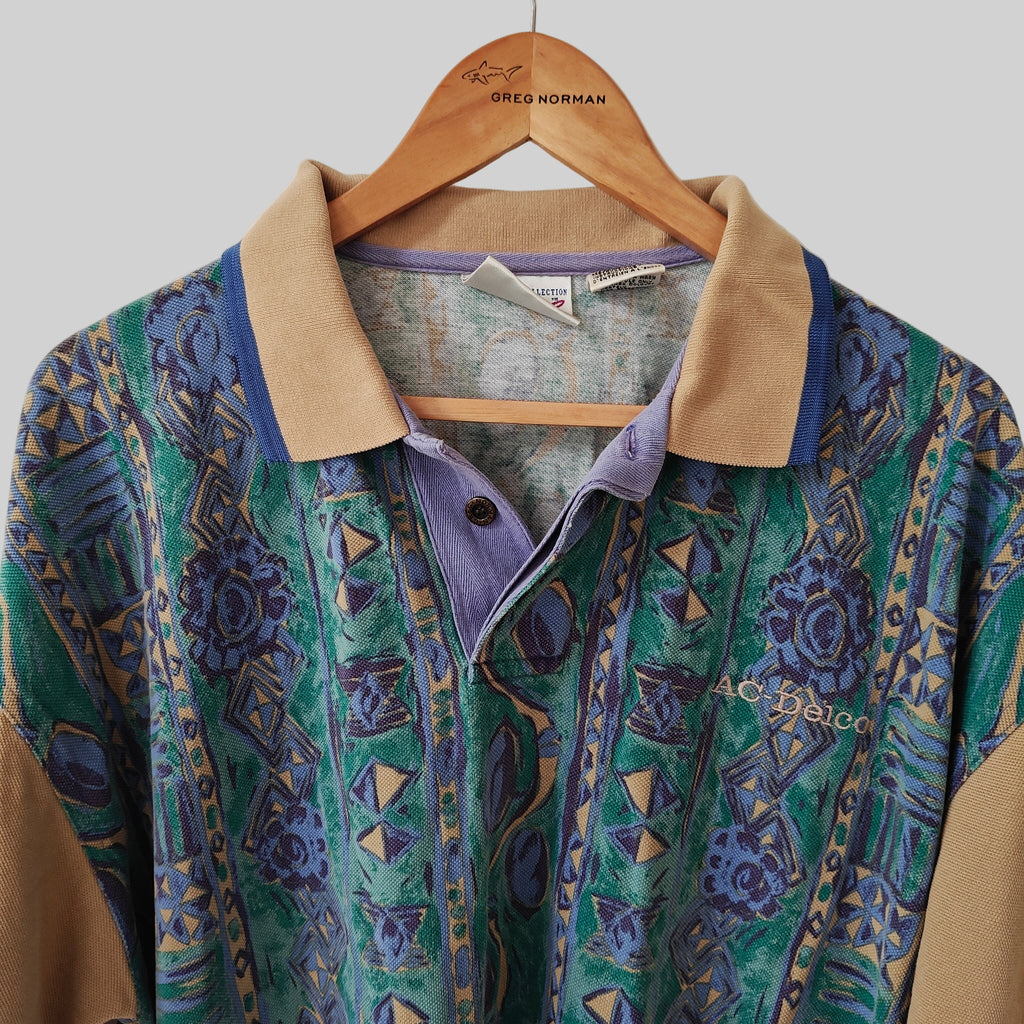 Greg Norman 90's Print Golf Polo Shirt - X-Large