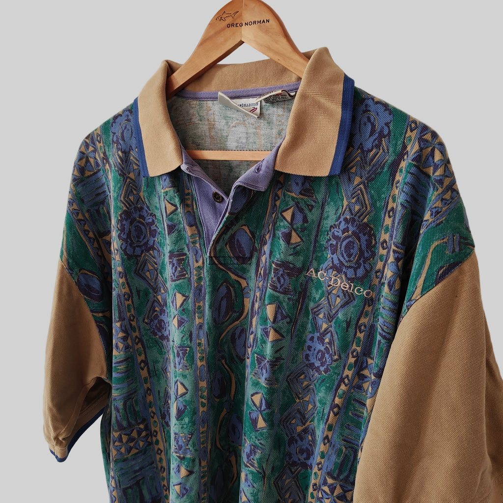 Greg Norman 90's Print Golf Polo Shirt - X-Large