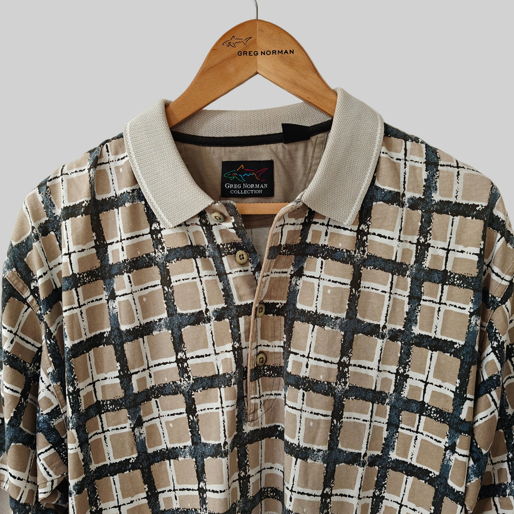 Greg Norman 90's Print Golf Polo Shirt - Large