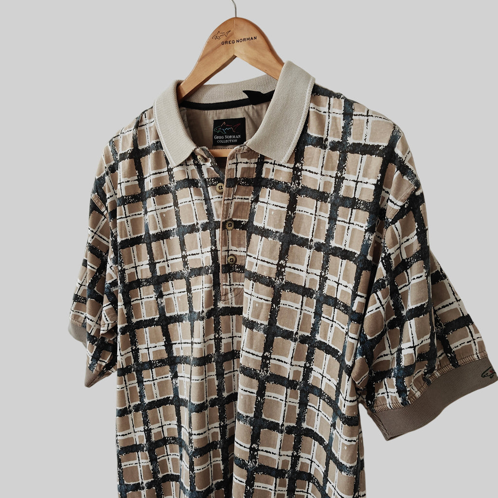 Greg Norman 90's Print Golf Polo Shirt - Large