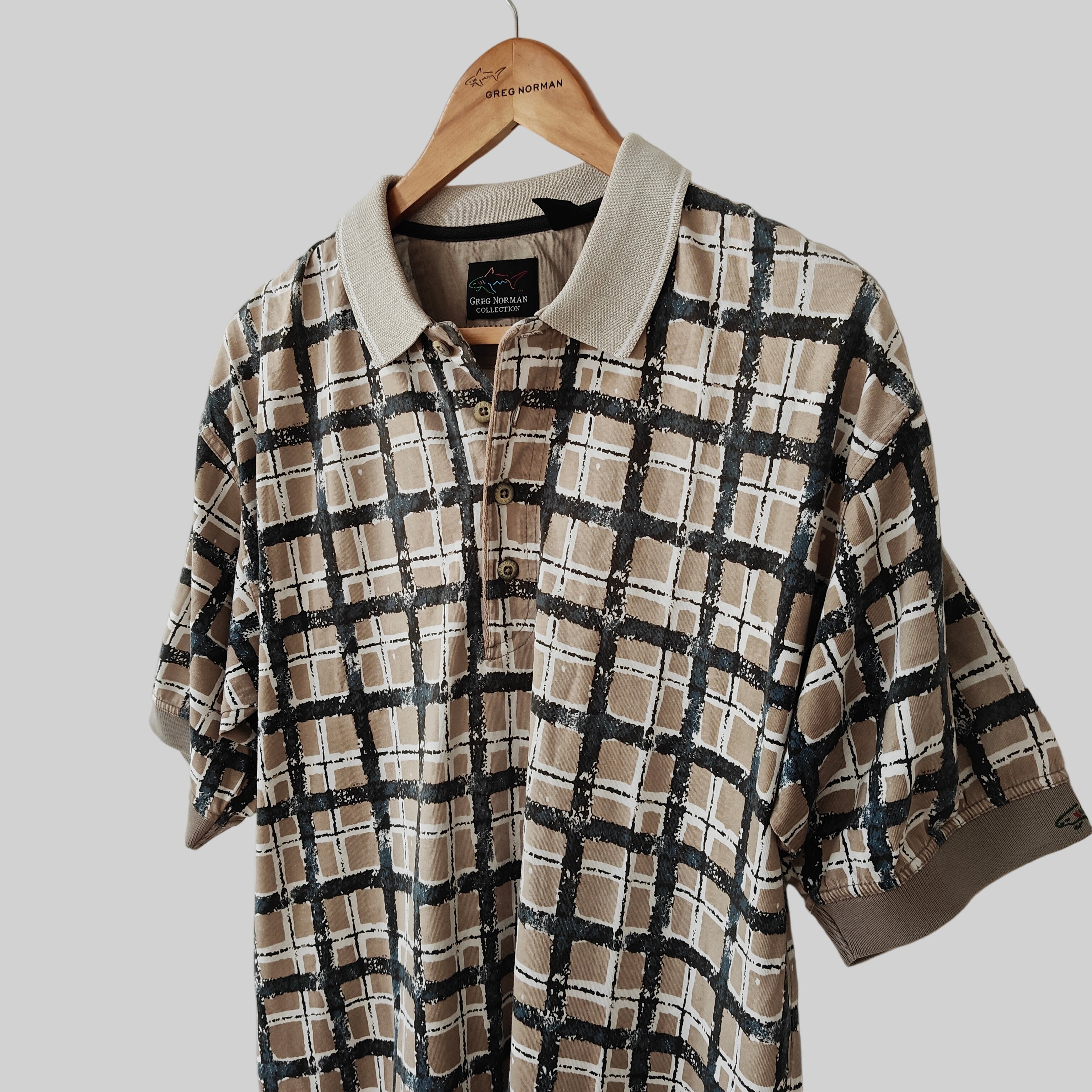 Greg Norman 90's Print Golf Polo Shirt - Large