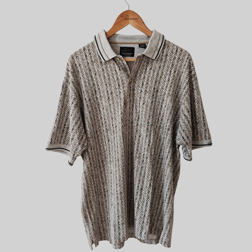 Greg Norman 90's Print Golf Polo Shirt - Large