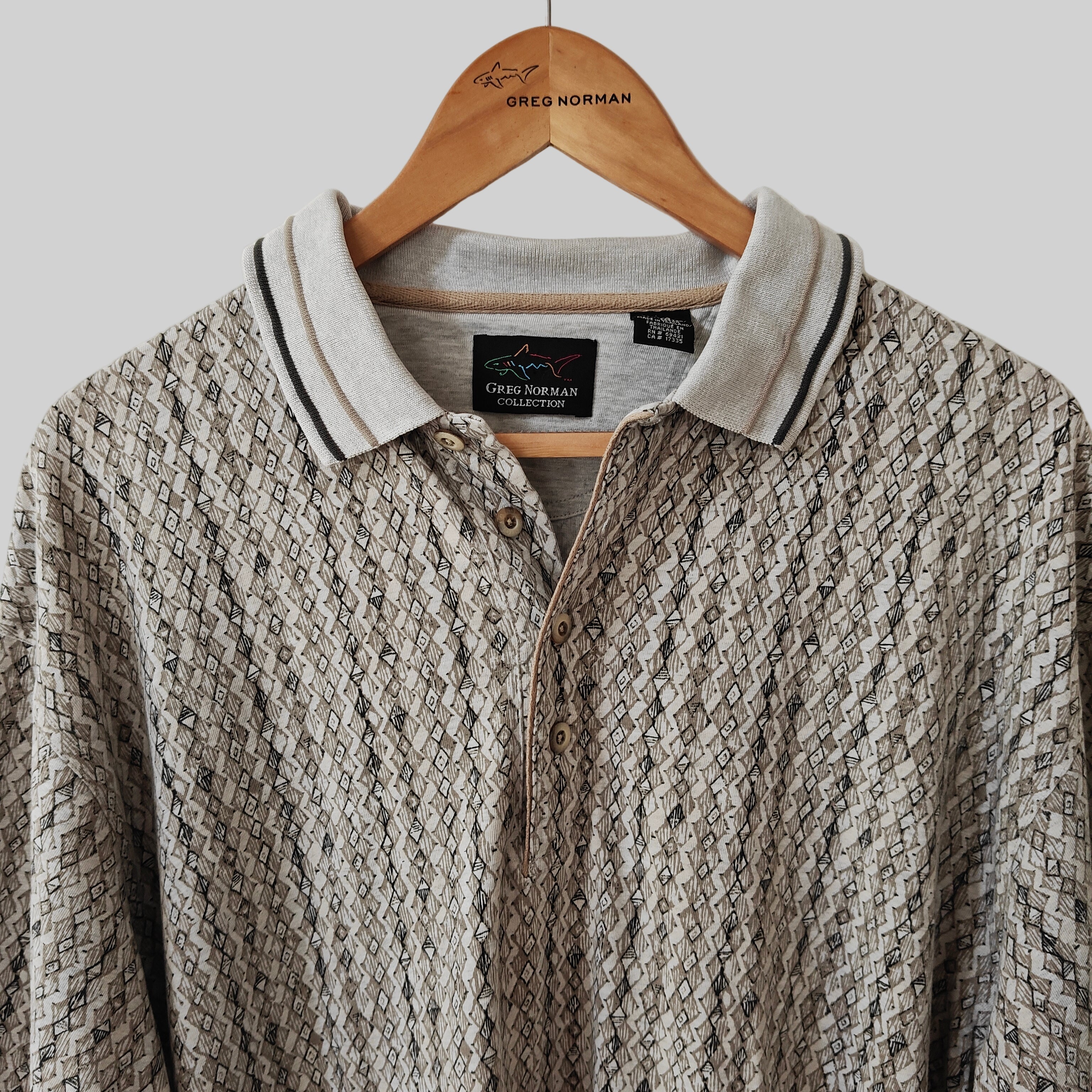 Greg Norman 90's Print Golf Polo Shirt - Large