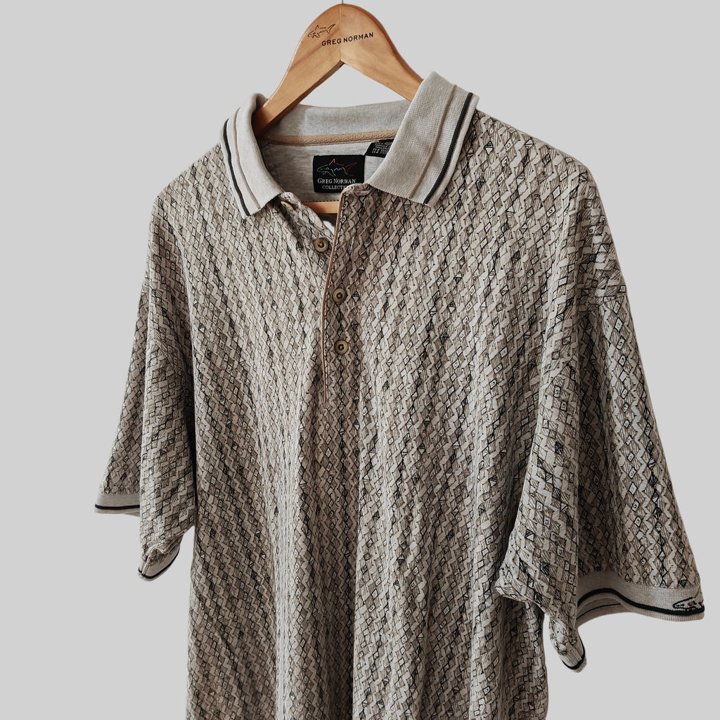 Greg Norman 90's Print Golf Polo Shirt - Large