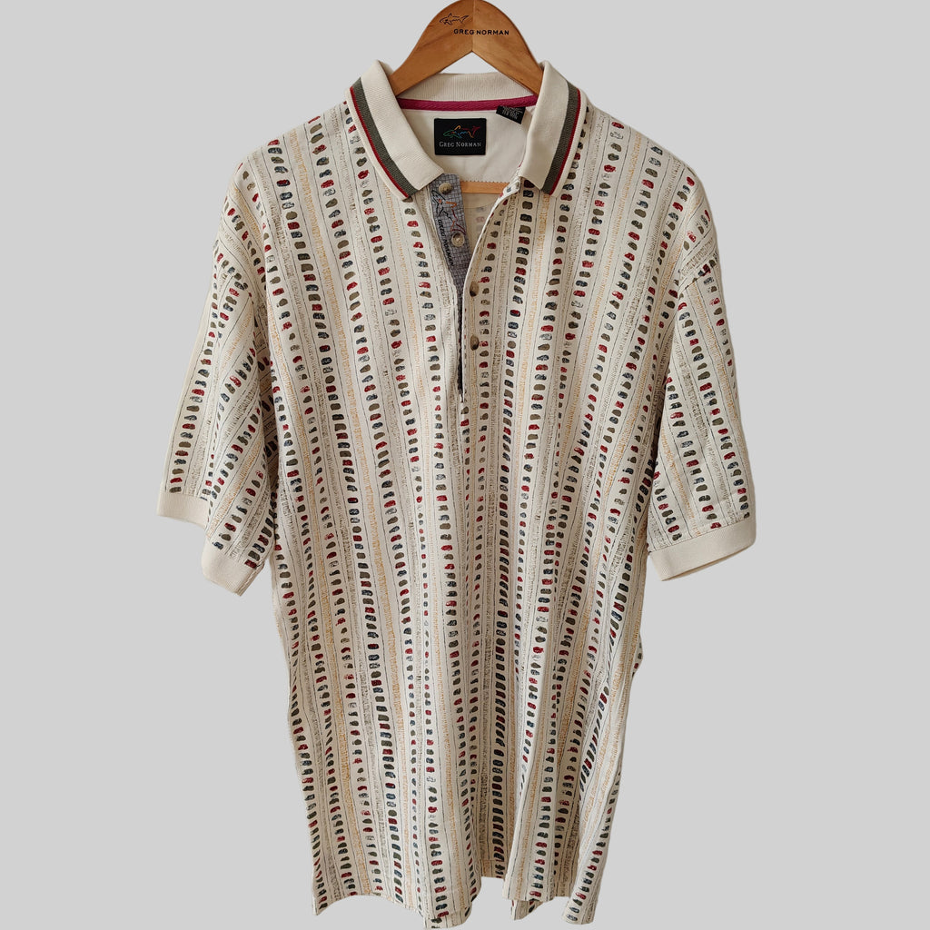 Greg Norman 90's Print Golf Polo Shirt - Large