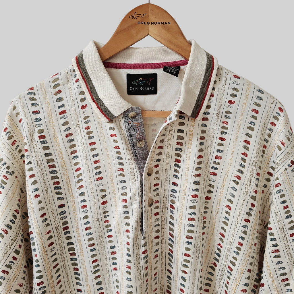 Greg Norman 90's Print Golf Polo Shirt - Large