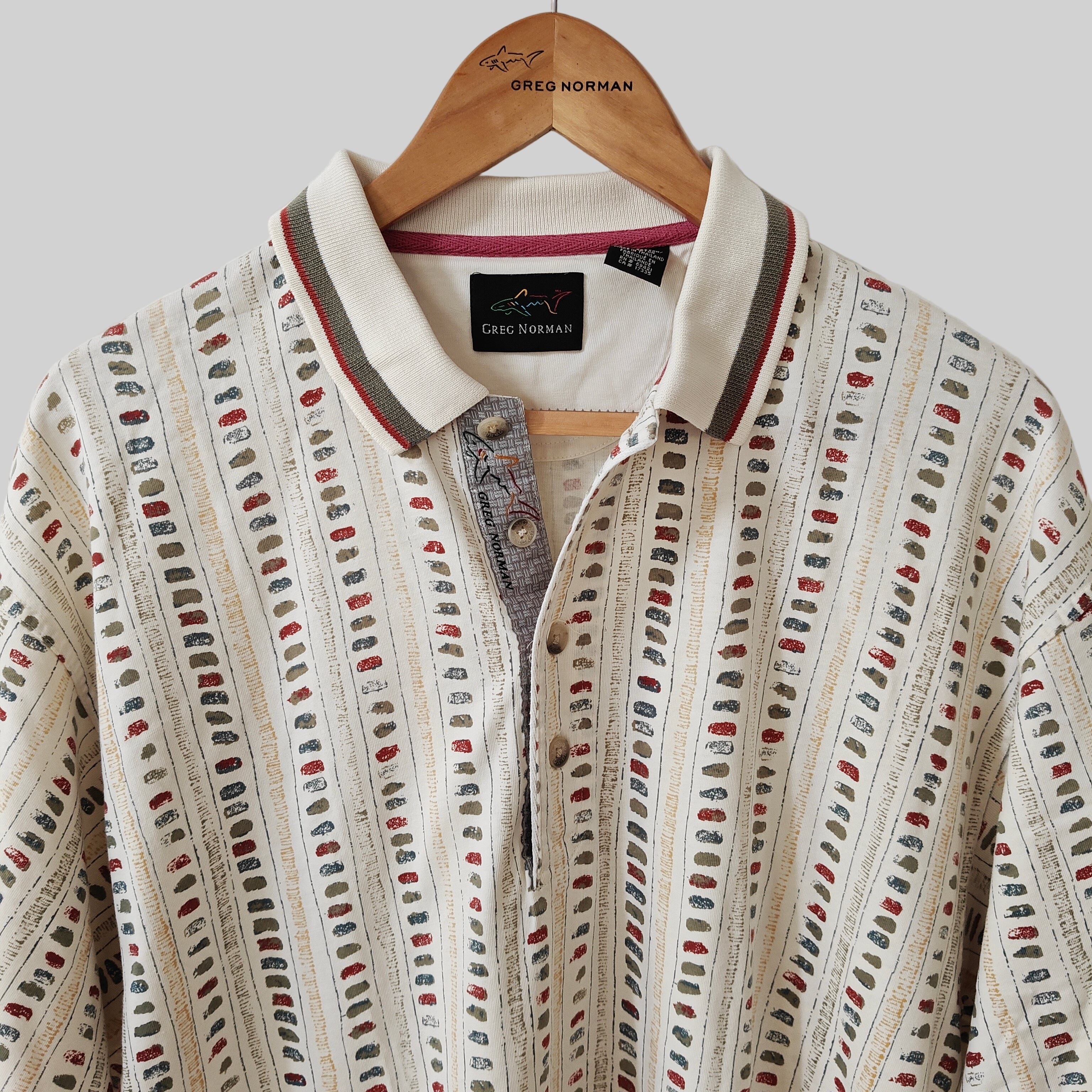 Greg Norman 90's Print Golf Polo Shirt - Large