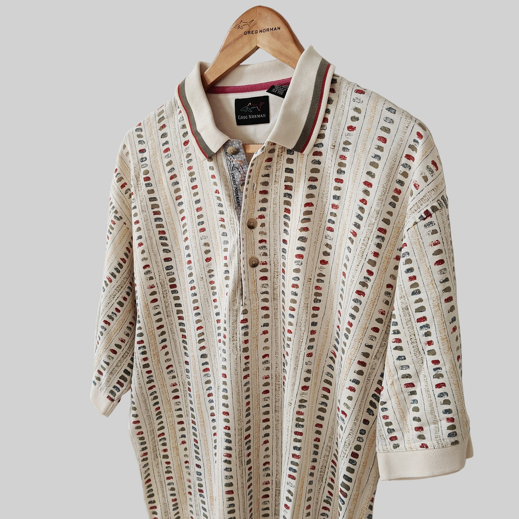 Greg Norman 90's Print Golf Polo Shirt - Large