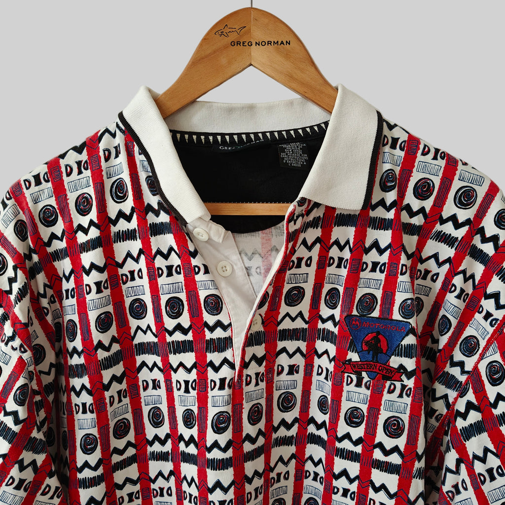 Greg Norman 90's Print Golf Polo Shirt - X-Large