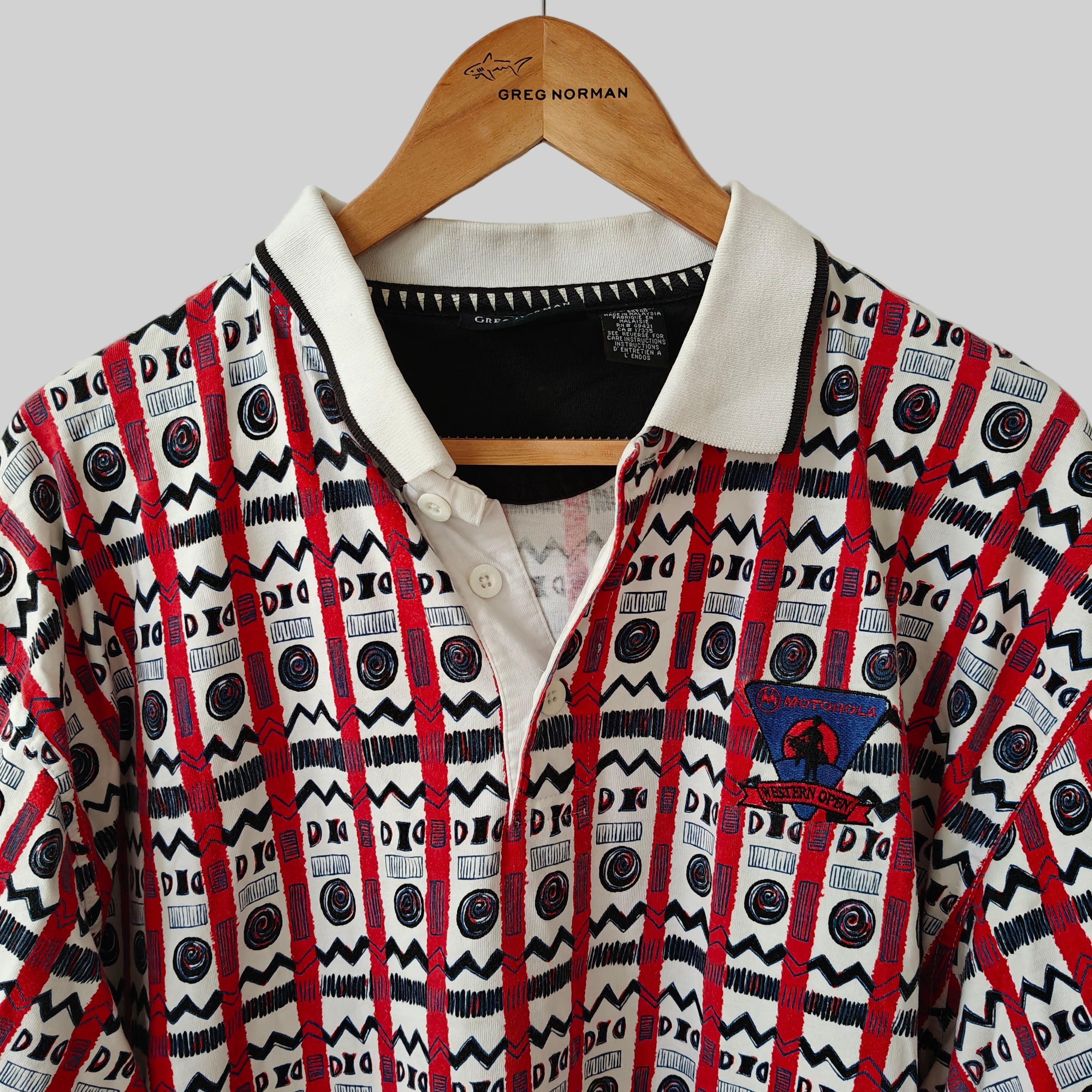 Greg Norman 90's Print Golf Polo Shirt - X-Large