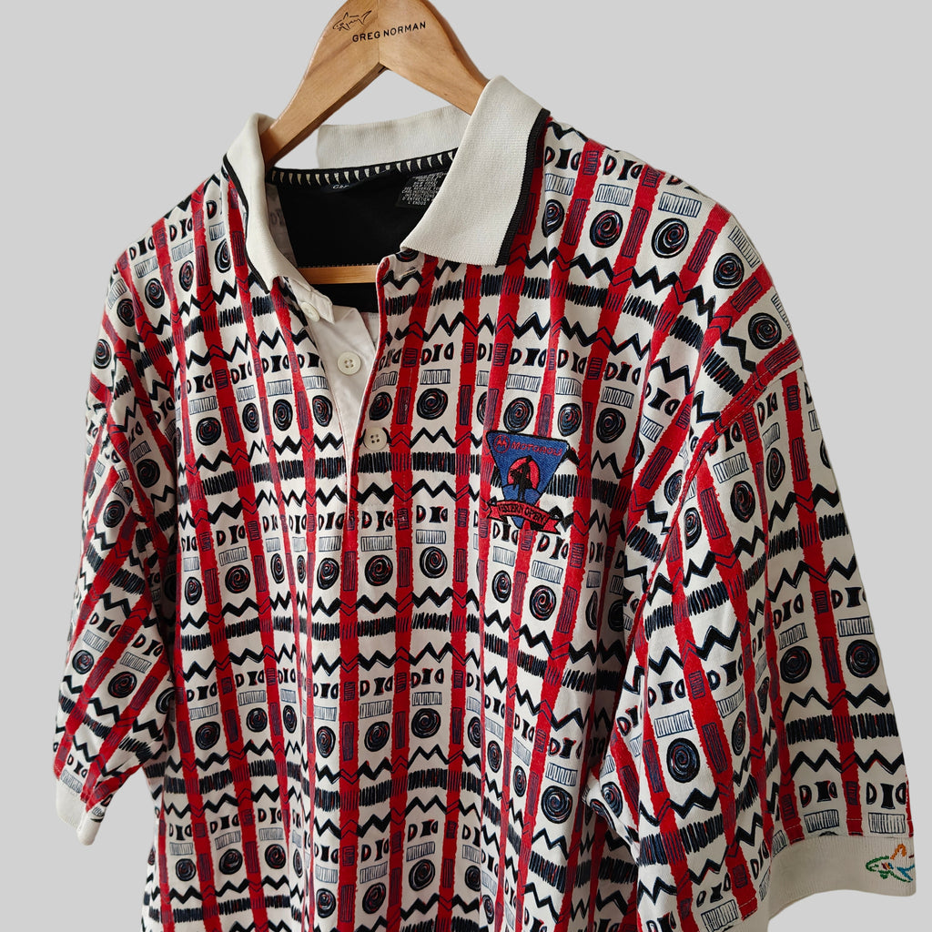 Greg Norman 90's Print Golf Polo Shirt - X-Large
