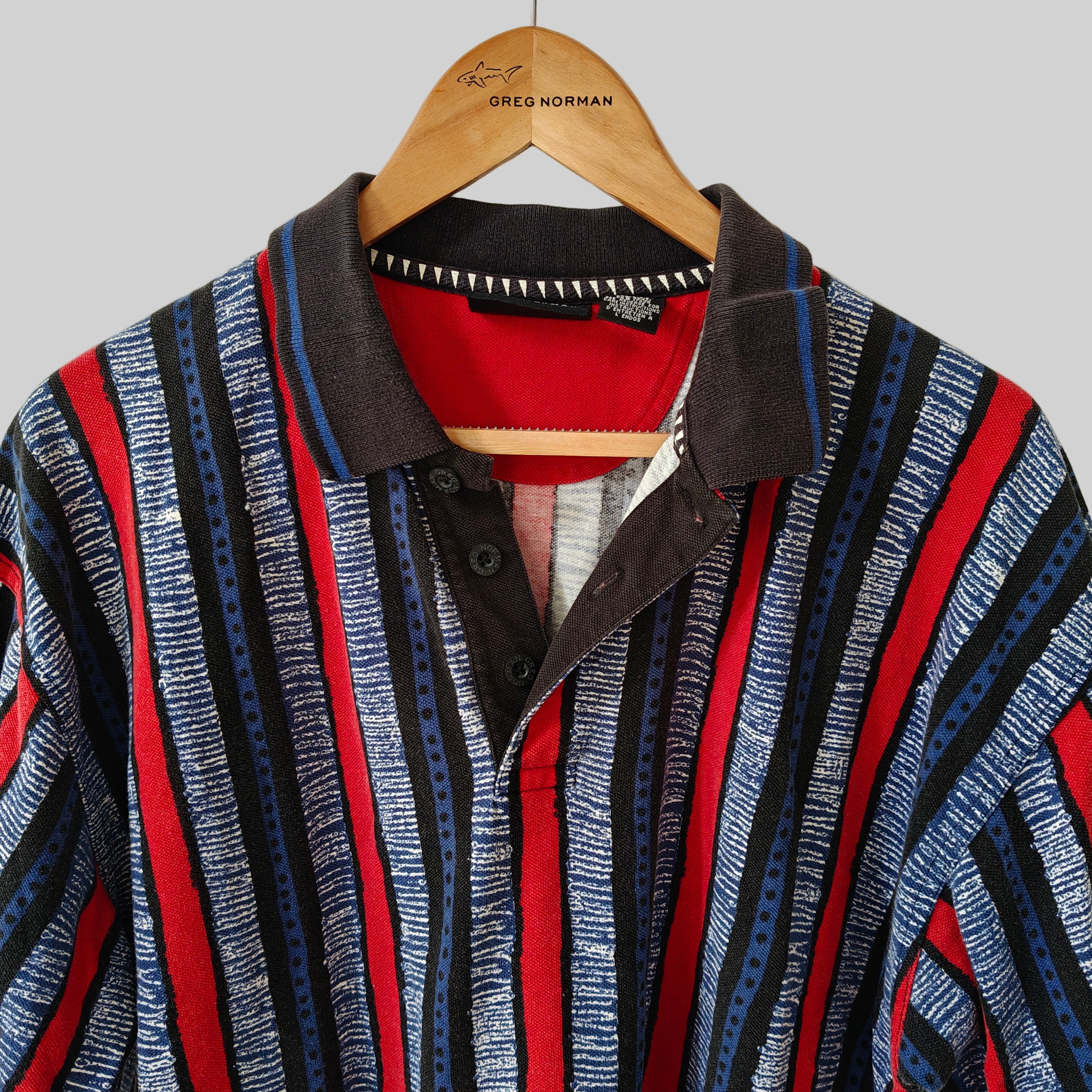 Greg Norman 90's Print Golf Polo Shirt - Large