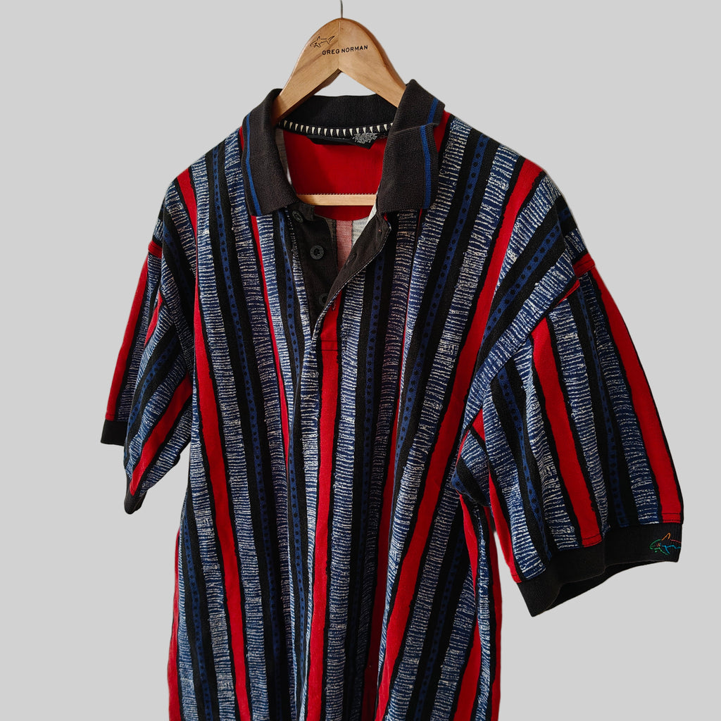 Greg Norman 90's Print Golf Polo Shirt - Large