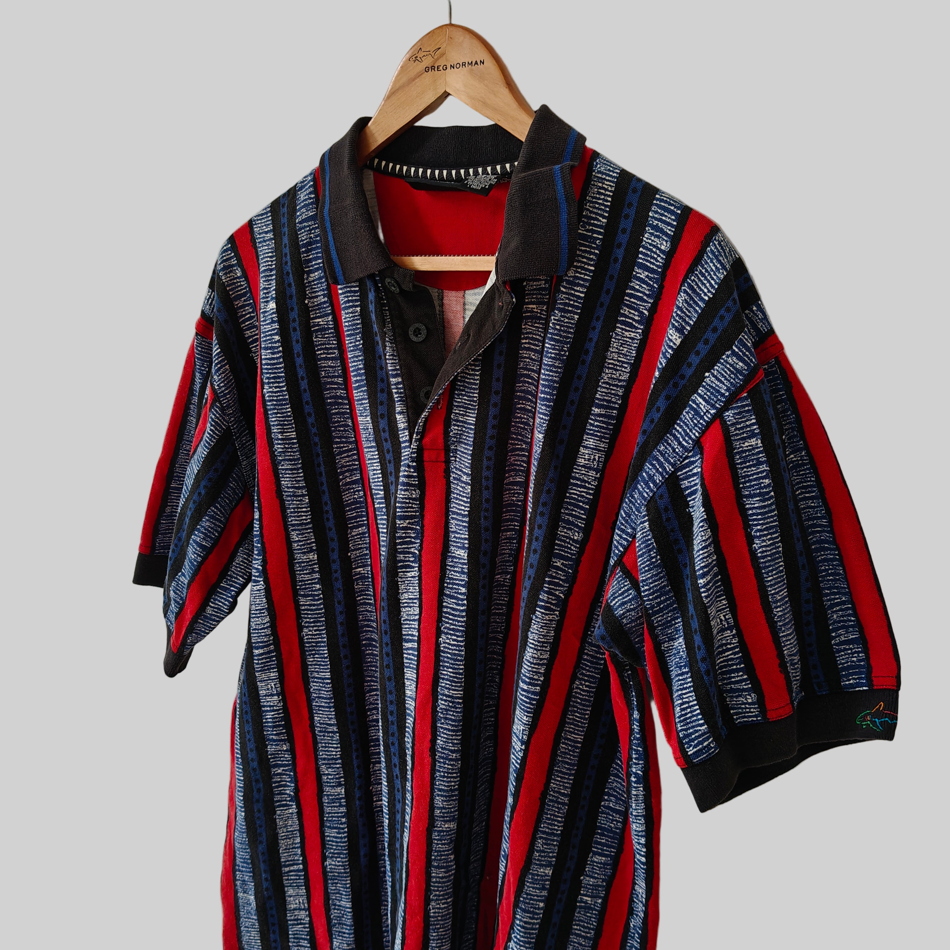 Greg Norman 90's Print Golf Polo Shirt - Large