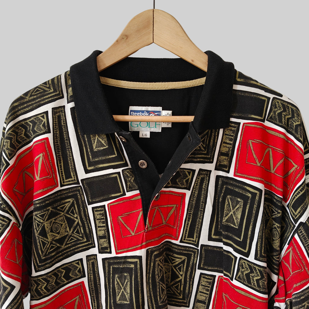 Reebok Golf 90s Print Polo Shirt - Large