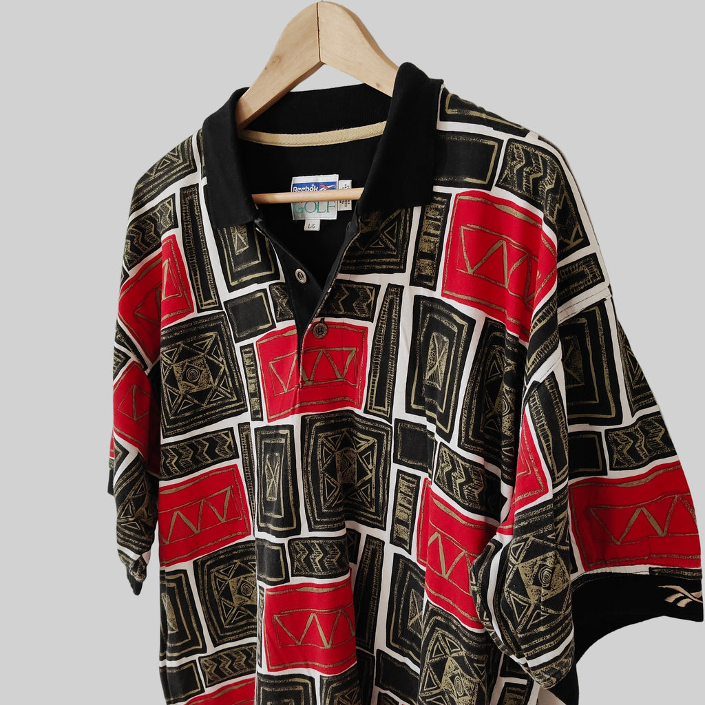 Reebok Golf 90s Print Polo Shirt - Large