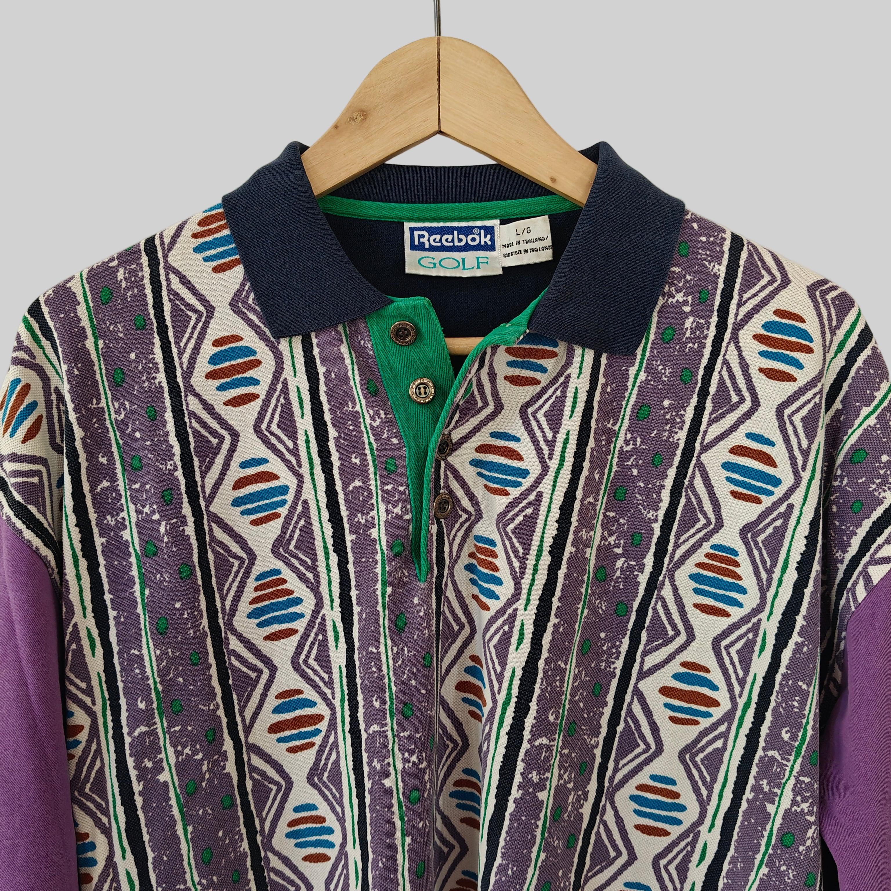 Reebok Golf 90s Print Polo Shirt - Large