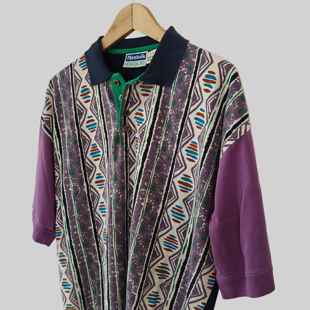 Reebok Golf 90s Print Polo Shirt - Large