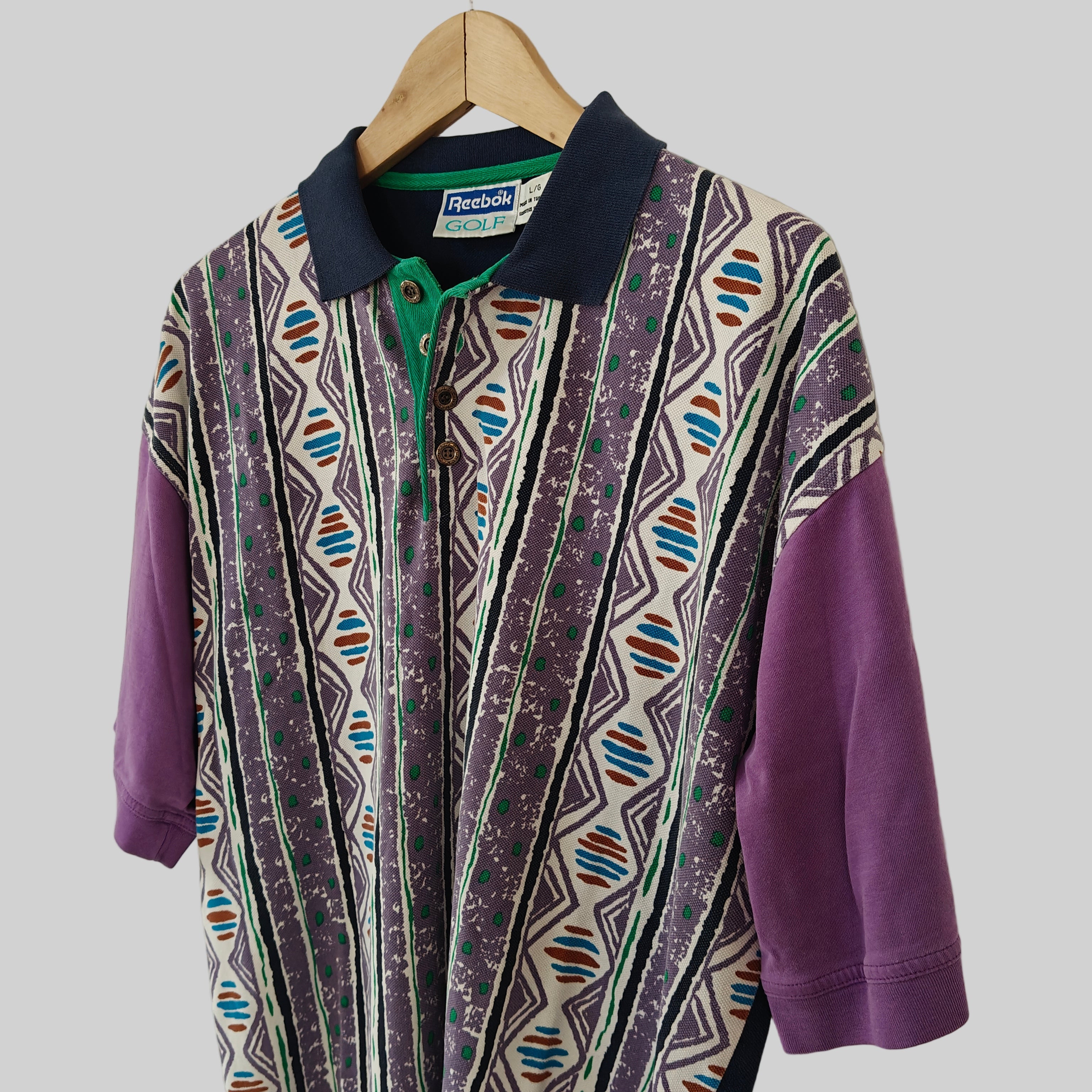 Reebok Golf 90s Print Polo Shirt - Large