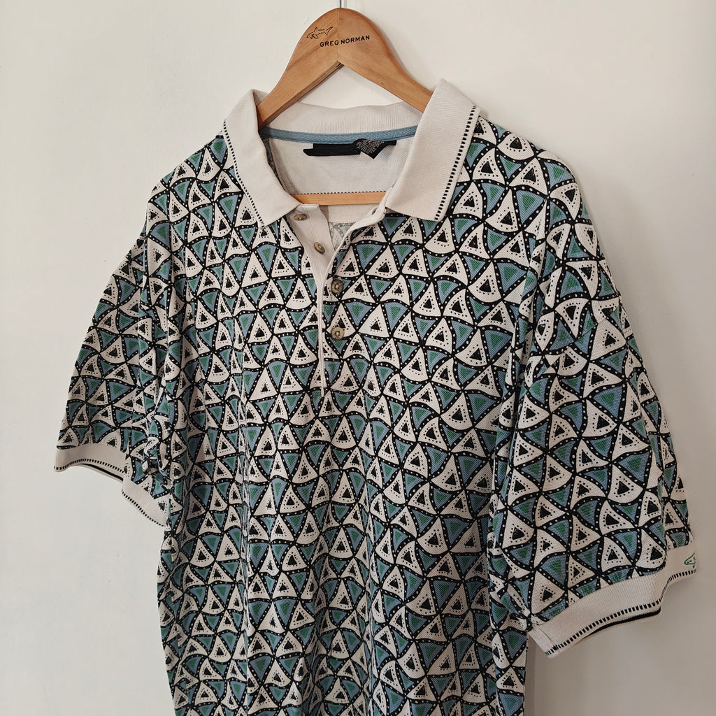 Greg Norman 90's Print Golf Polo Shirt - X-Large