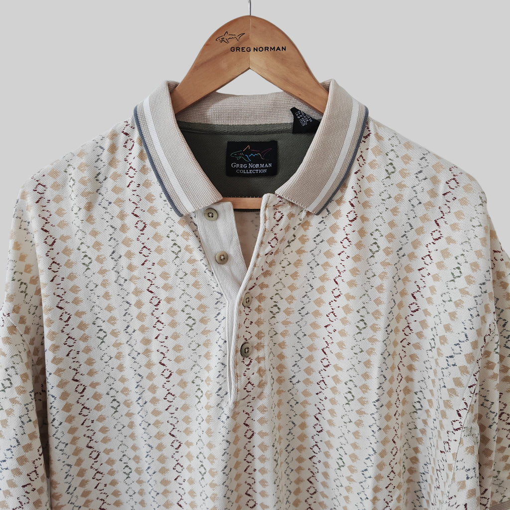 Greg Norman 90's Print Golf Polo Shirt - Large