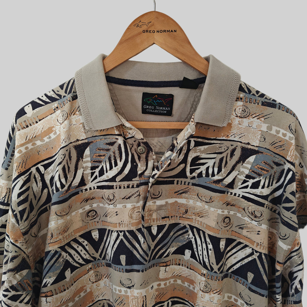 Greg Norman 90's Print Golf Polo Shirt - Large