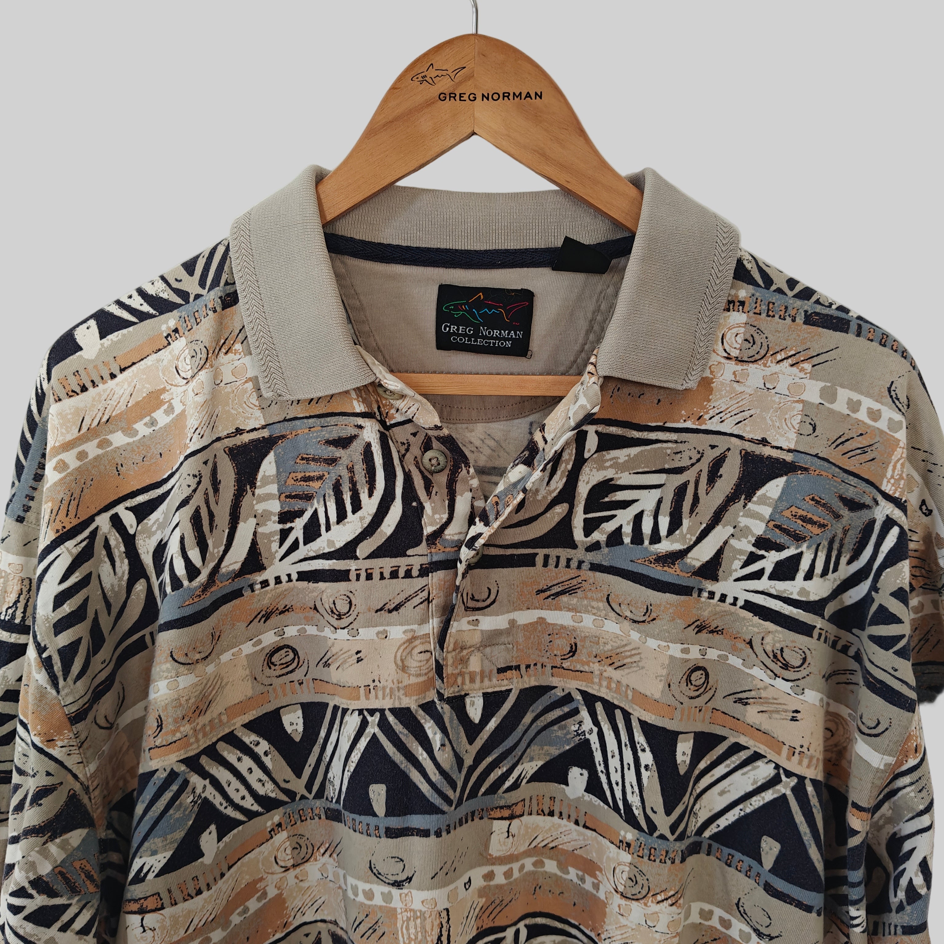Greg Norman 90's Print Golf Polo Shirt - Large