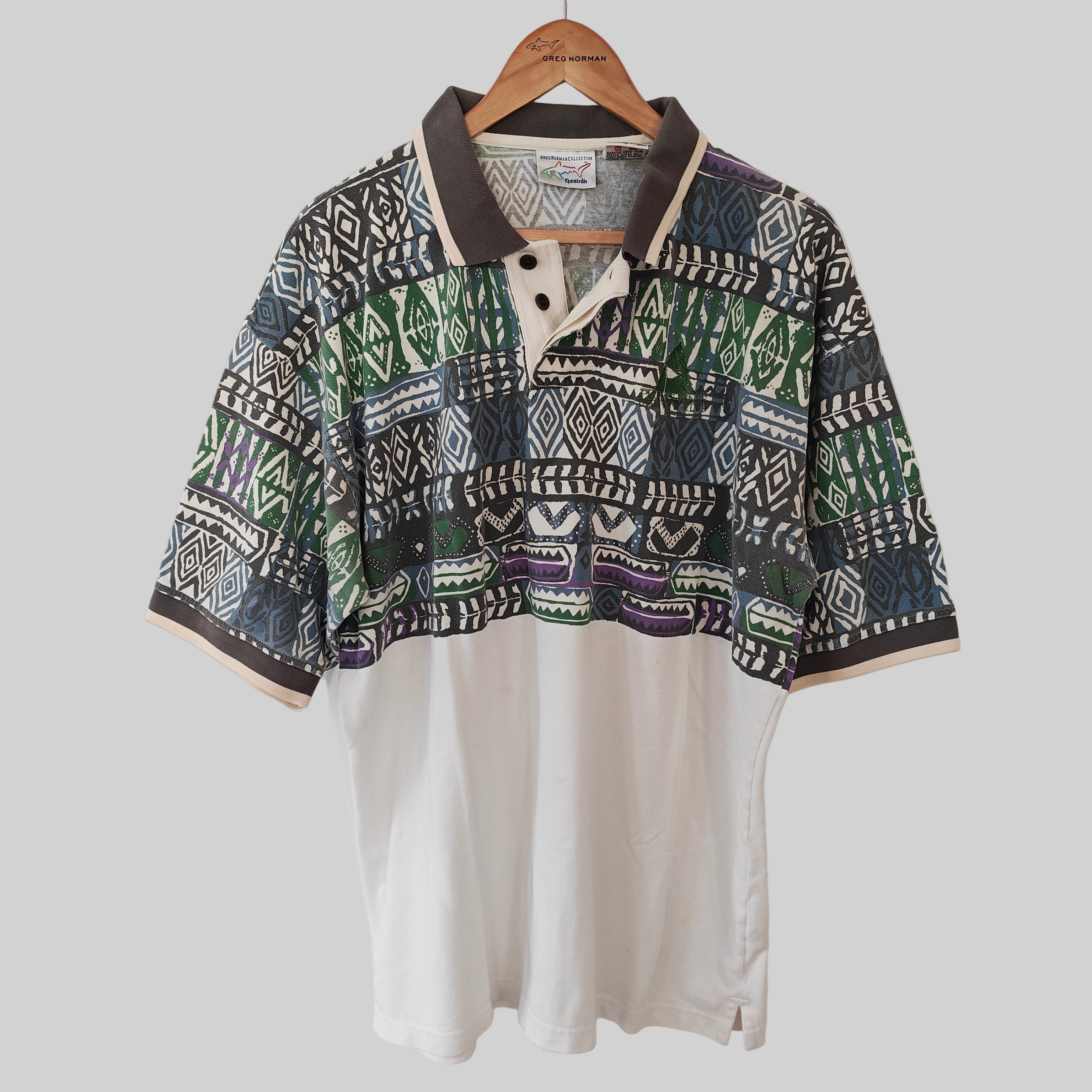 Greg Norman 90's Print Golf Polo Shirt - X-Large