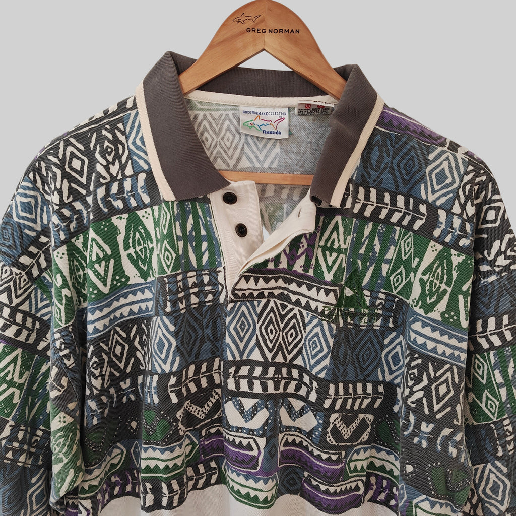 Greg Norman 90's Print Golf Polo Shirt - X-Large