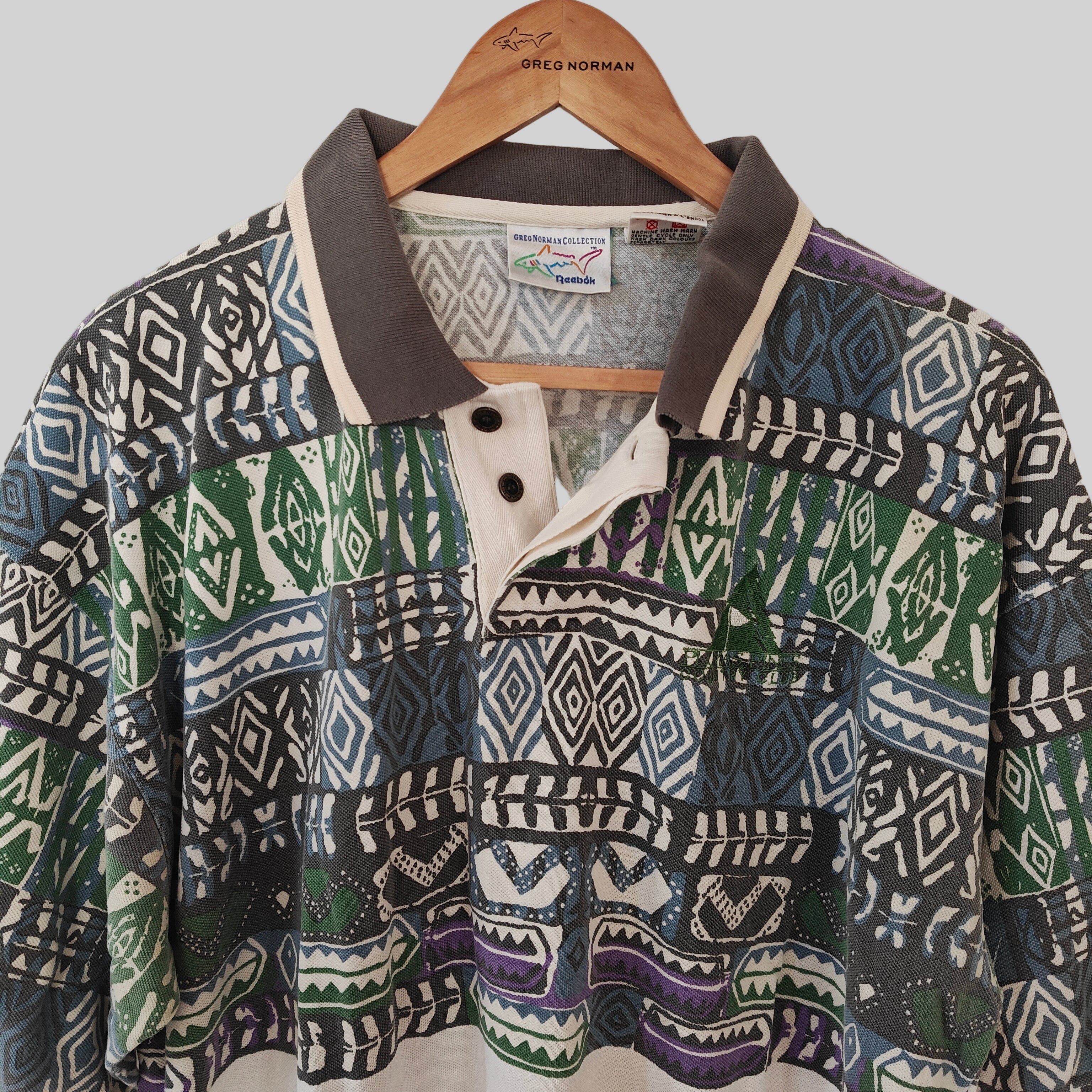 Greg Norman 90's Print Golf Polo Shirt - X-Large
