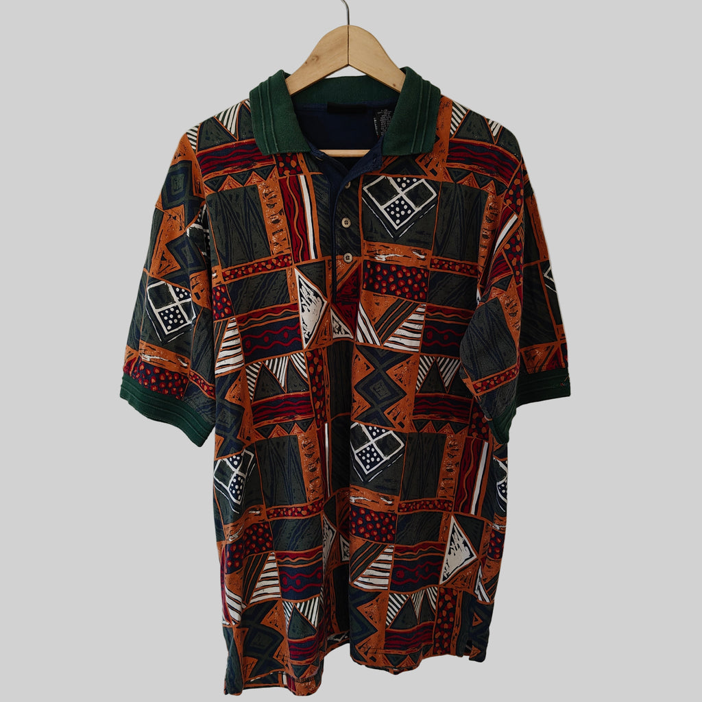 Greg Norman 90's Print Golf Polo Shirt - Large