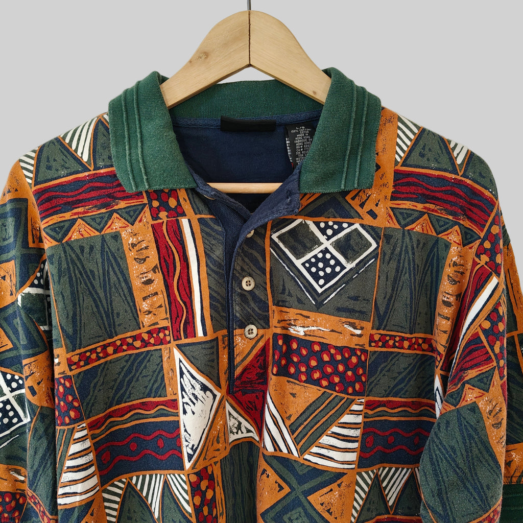 Greg Norman 90's Print Golf Polo Shirt - Large